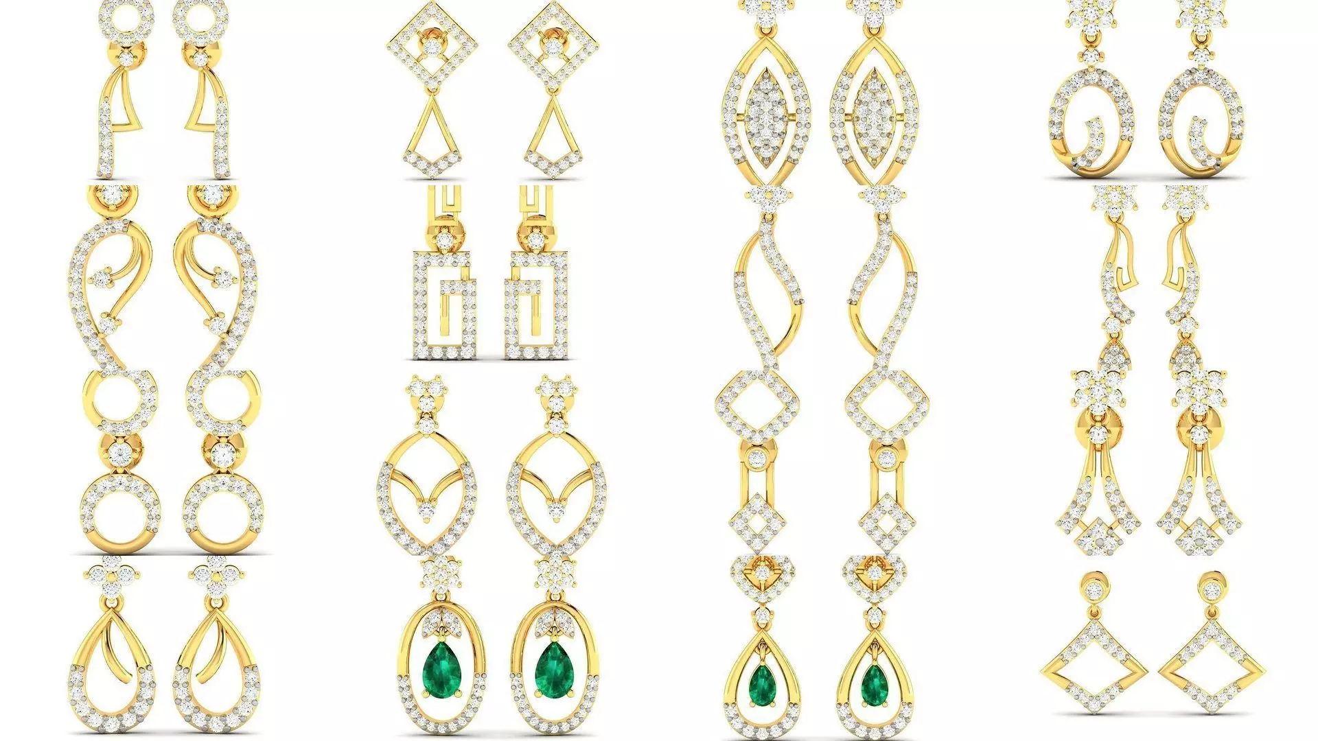 125 Drops Earrings 3dm STL FBX OBJ Detail Bulk Collection _0