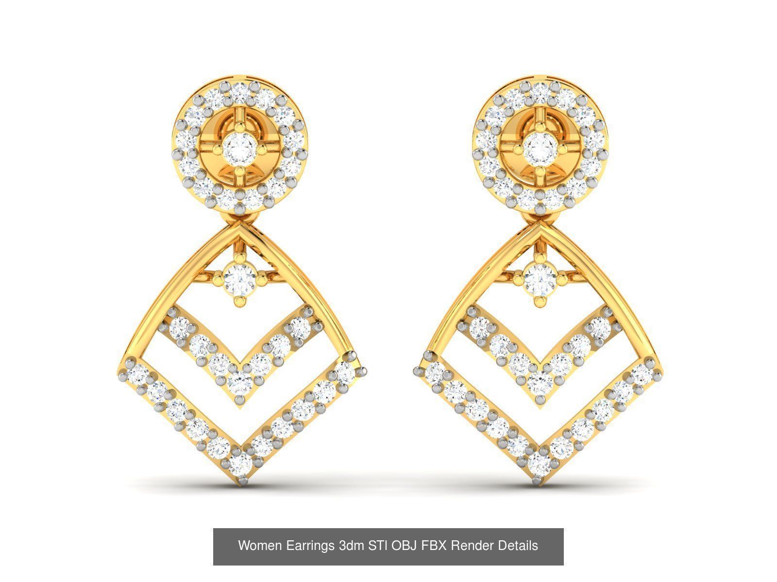 125 Drops Earrings 3dm STL FBX OBJ Detail Bulk Collection _127