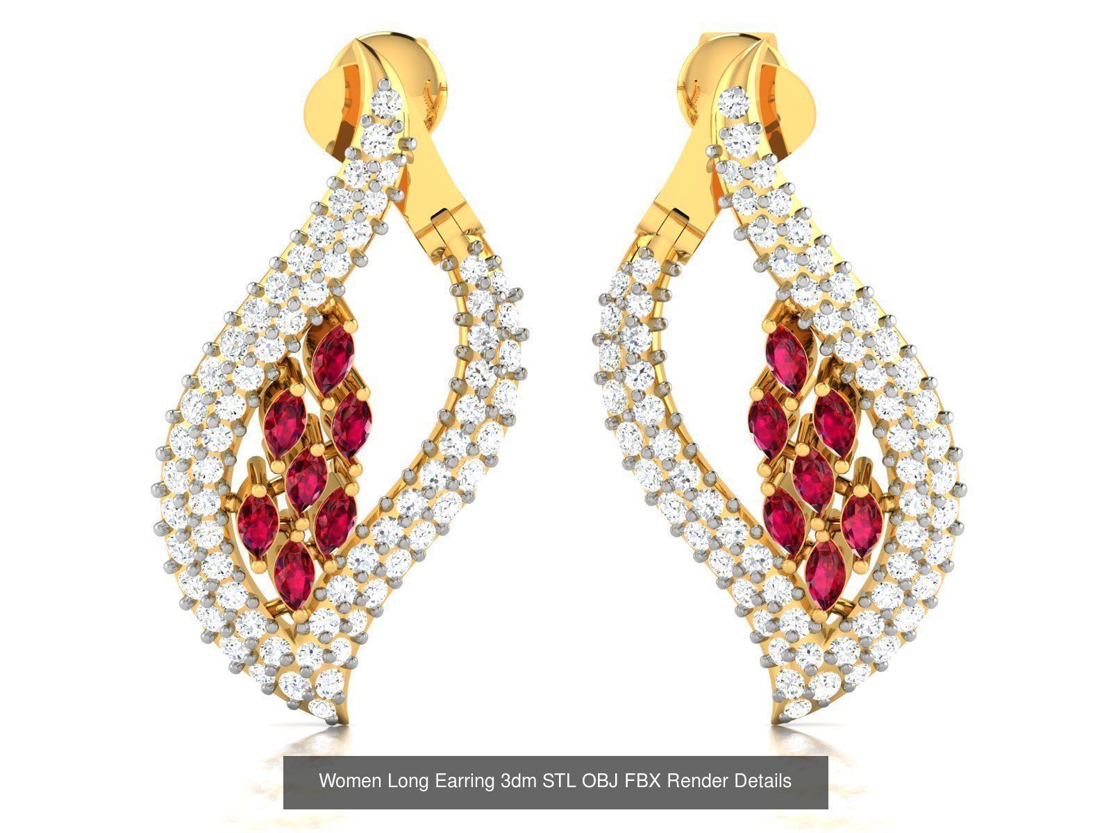 125 Drops Earrings 3dm STL FBX OBJ Detail Bulk Collection _145