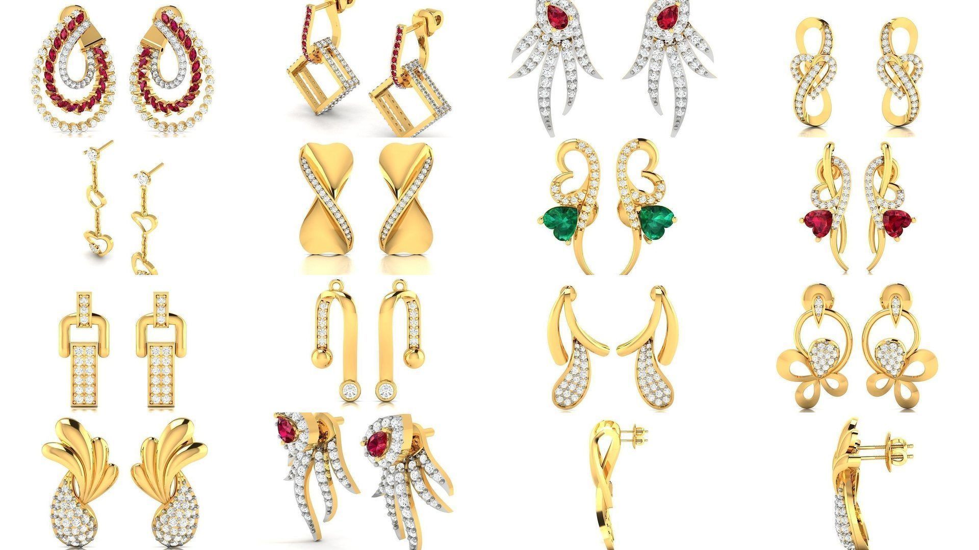 125 Drops Earrings 3dm STL FBX OBJ Detail Bulk Collection _33