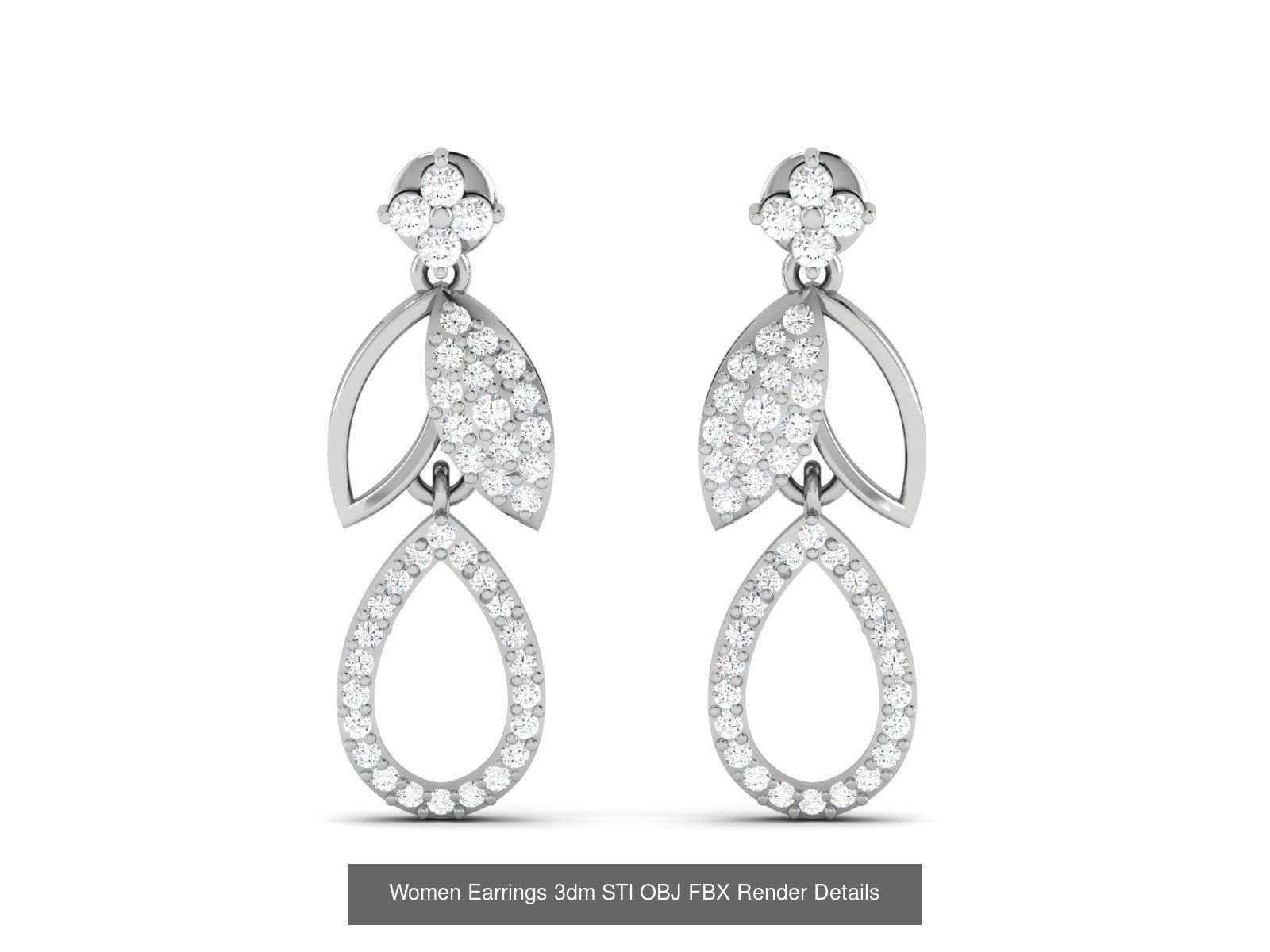 125 Drops Earrings 3dm STL FBX OBJ Detail Bulk Collection _135