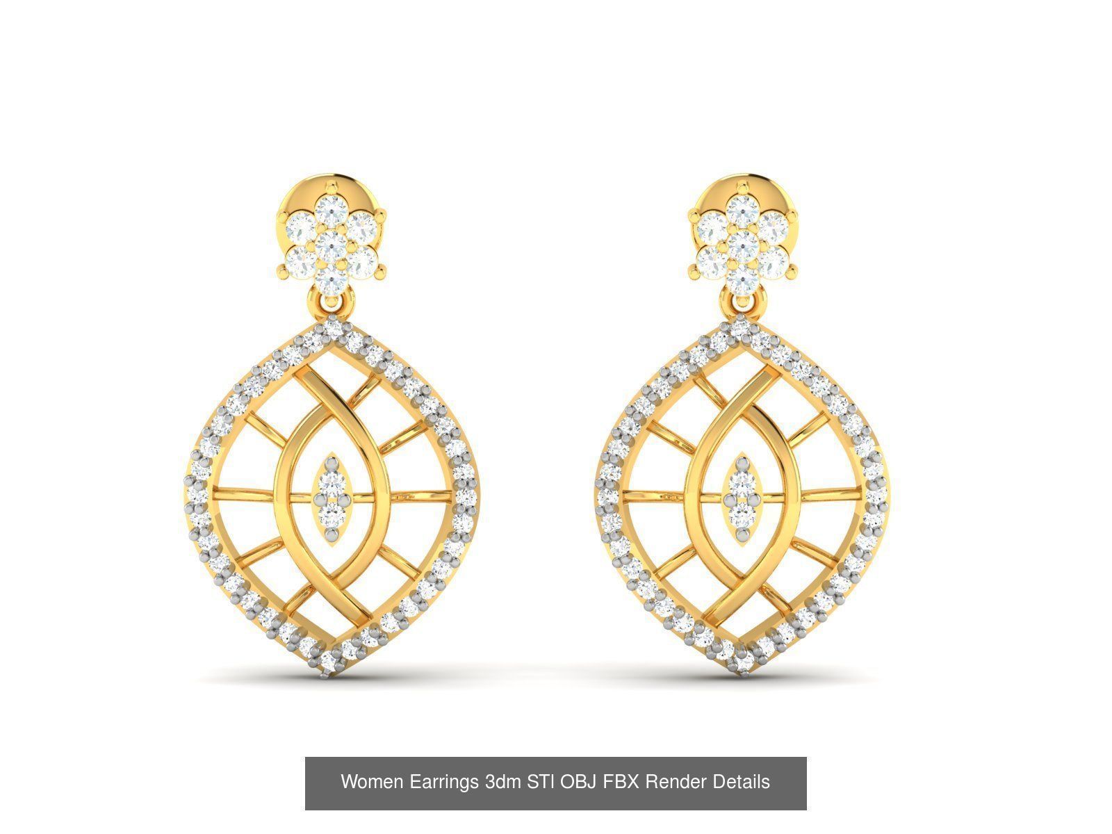 125 Drops Earrings 3dm STL FBX OBJ Detail Bulk Collection _129