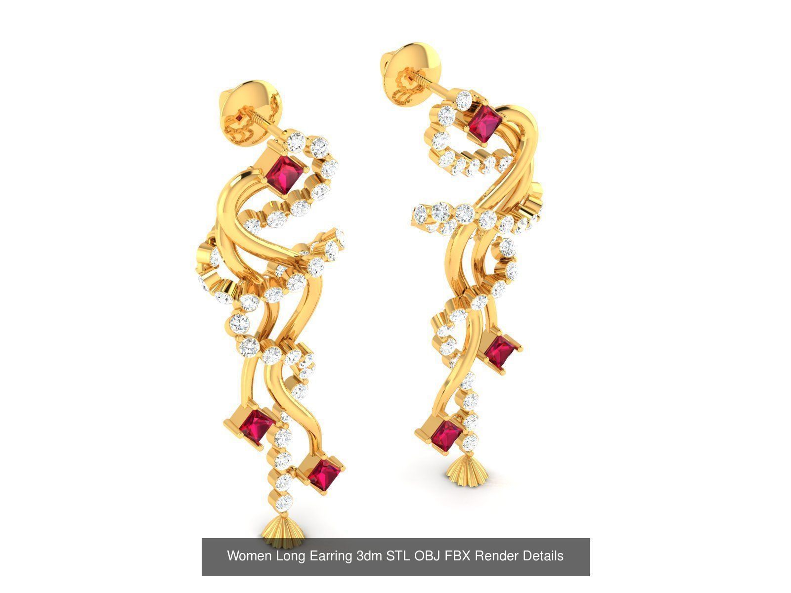 125 Drops Earrings 3dm STL FBX OBJ Detail Bulk Collection _142