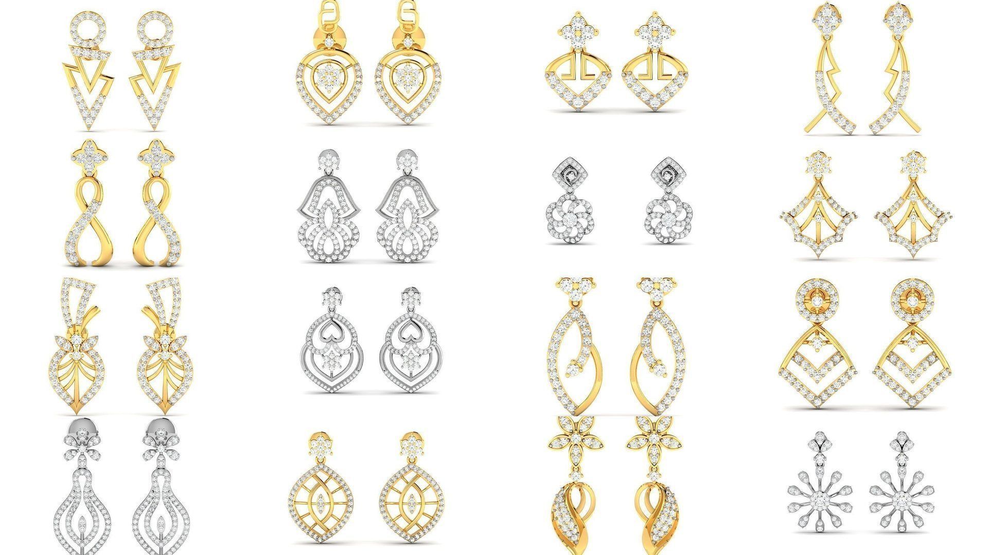 125 Drops Earrings 3dm STL FBX OBJ Detail Bulk Collection _29