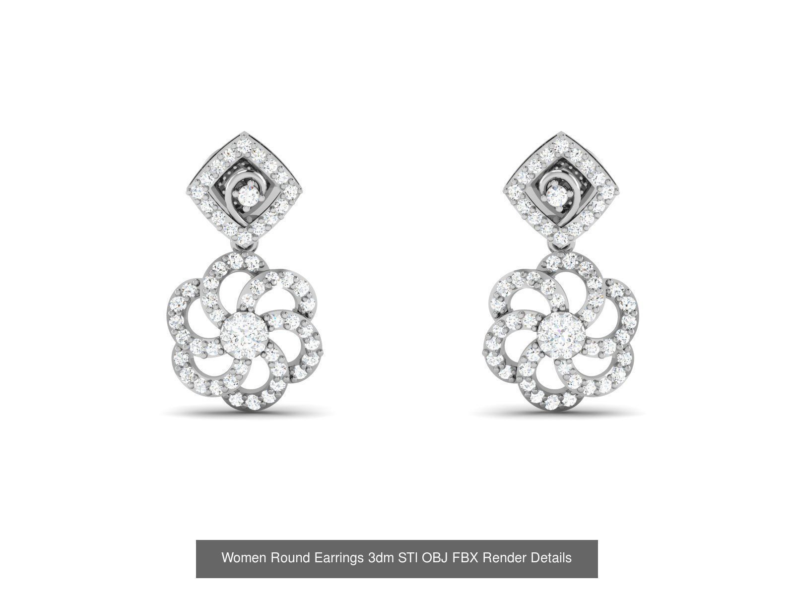 125 Drops Earrings 3dm STL FBX OBJ Detail Bulk Collection _122