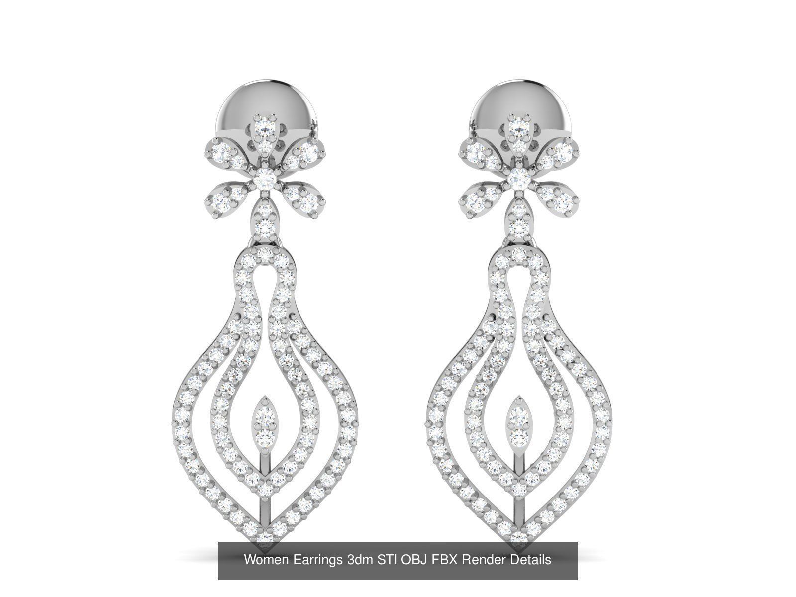 125 Drops Earrings 3dm STL FBX OBJ Detail Bulk Collection _128