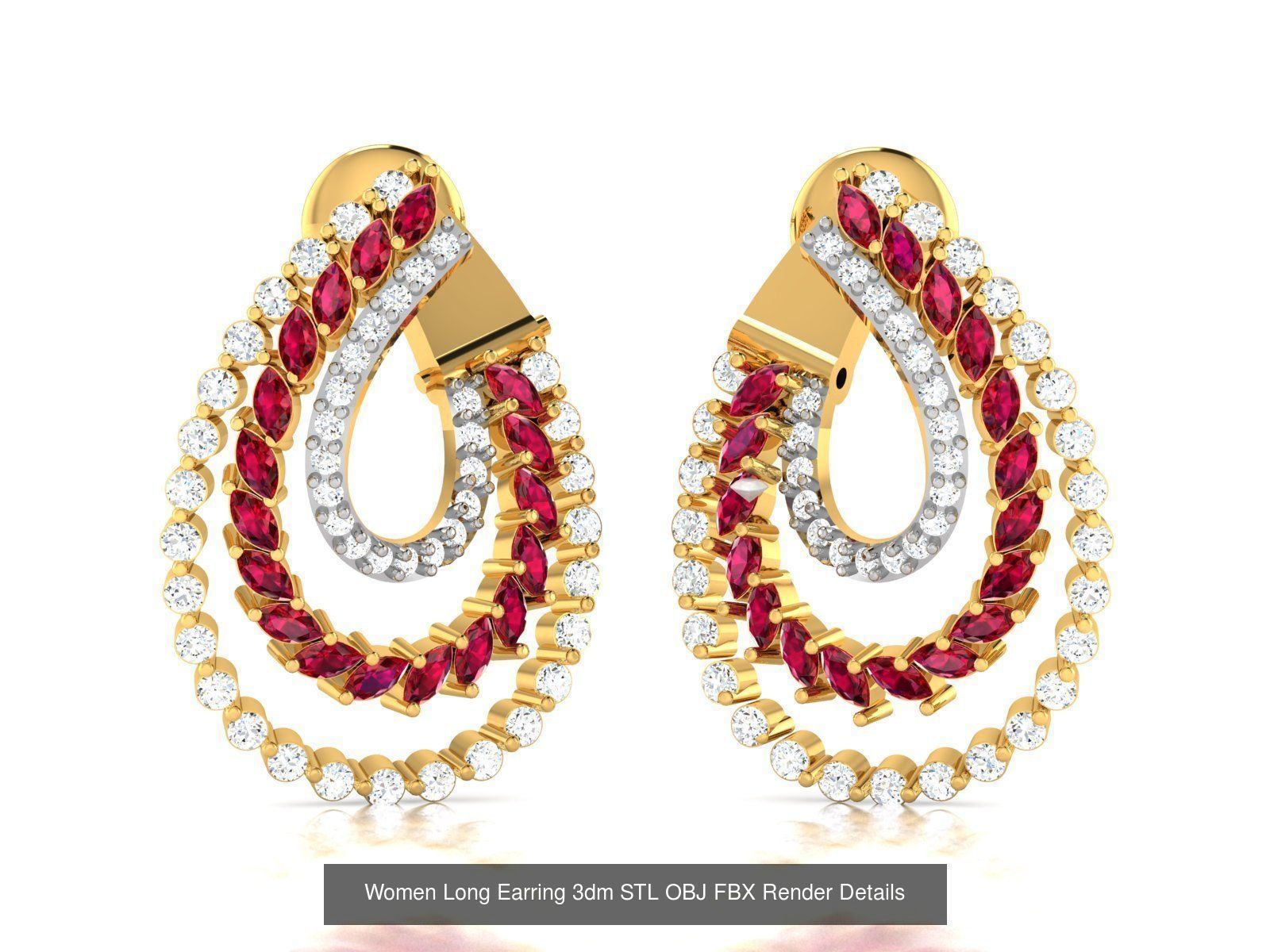 125 Drops Earrings 3dm STL FBX OBJ Detail Bulk Collection _148