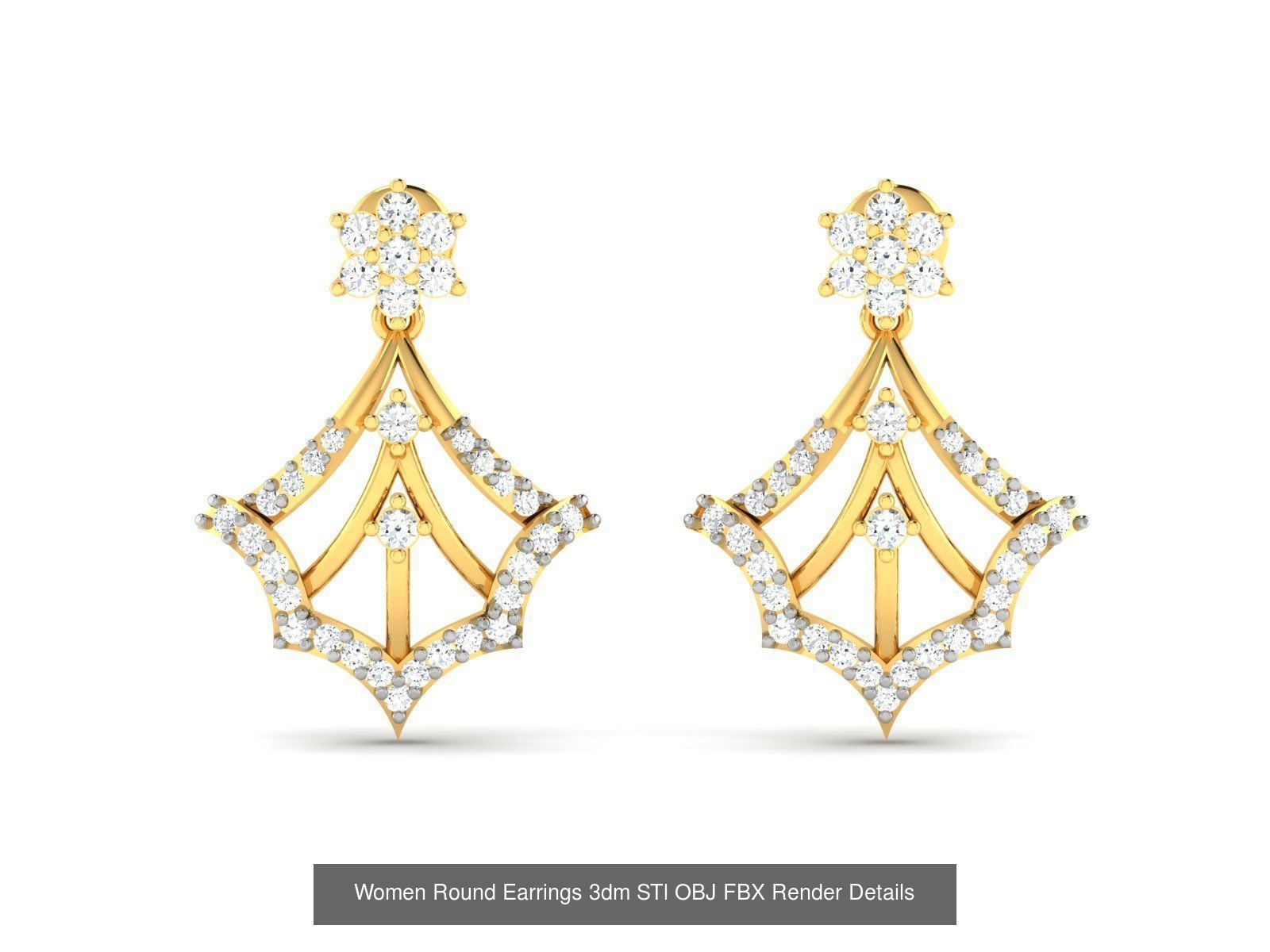 125 Drops Earrings 3dm STL FBX OBJ Detail Bulk Collection _123