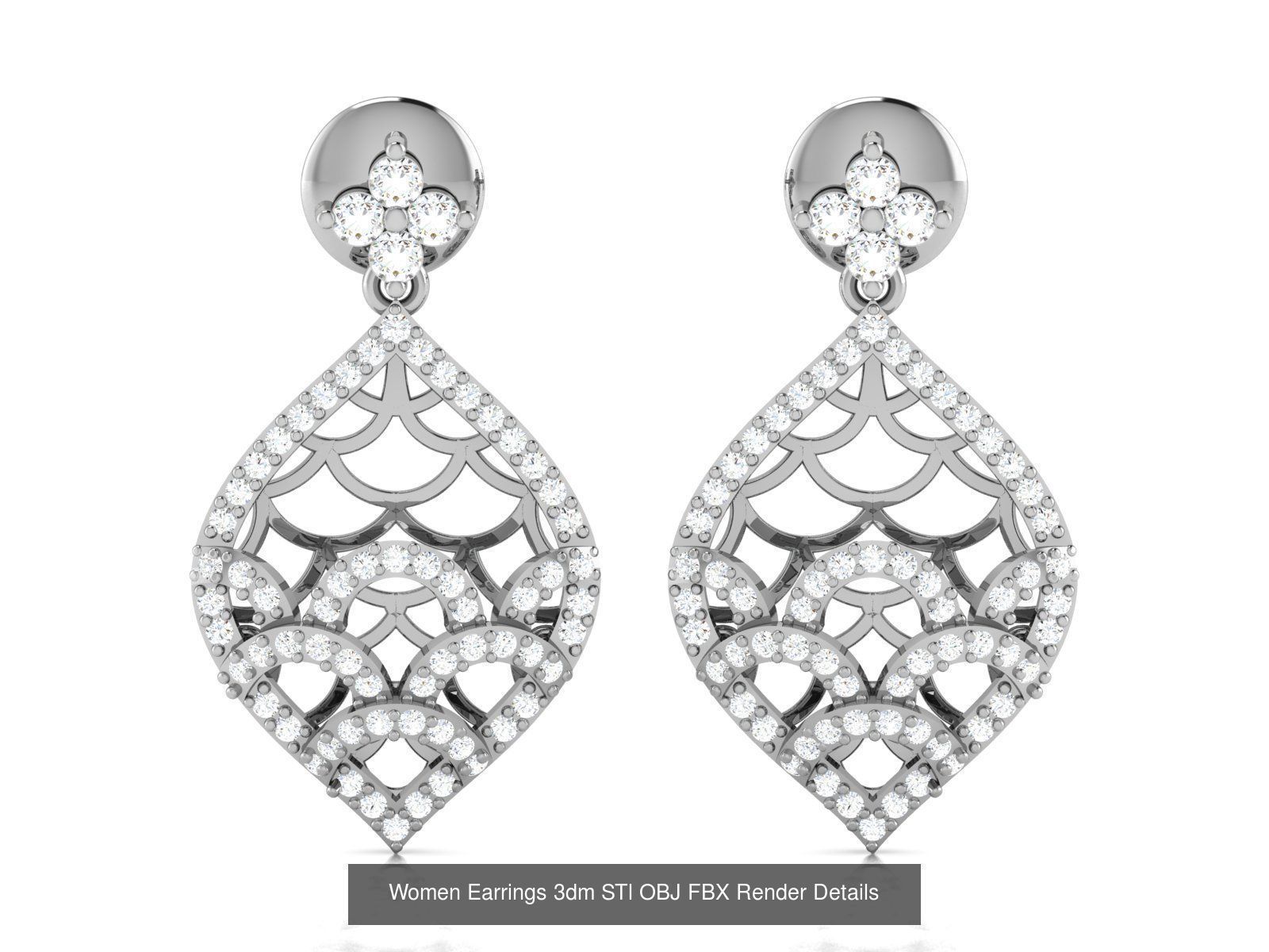 125 Drops Earrings 3dm STL FBX OBJ Detail Bulk Collection _138