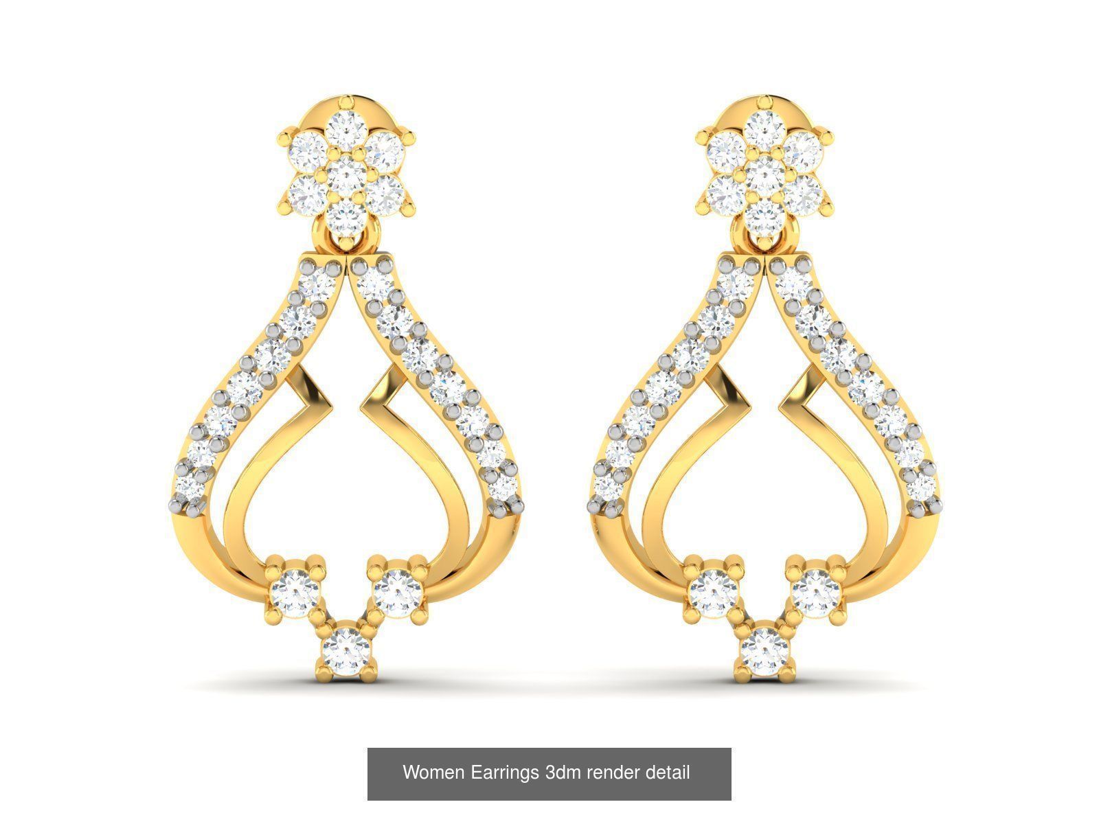 125 Drops Earrings 3dm STL FBX OBJ Detail Bulk Collection _93