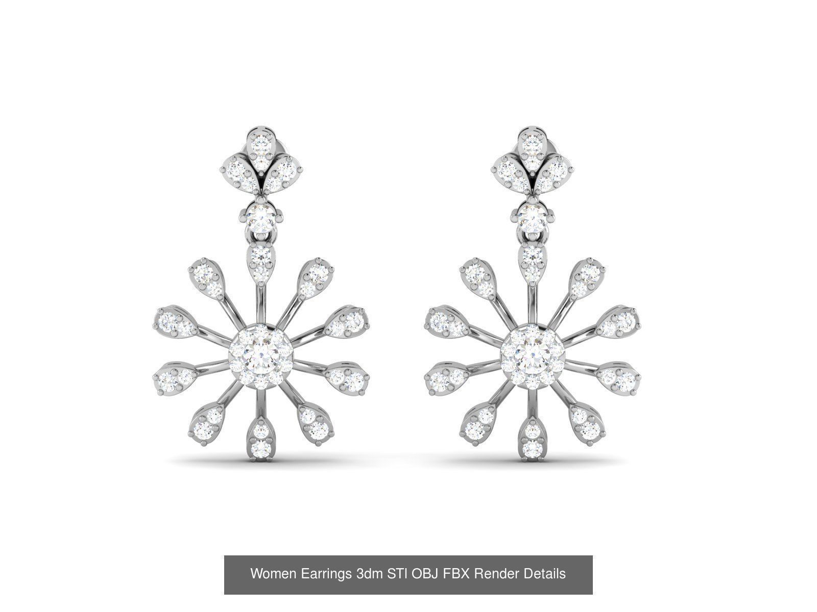 125 Drops Earrings 3dm STL FBX OBJ Detail Bulk Collection _131