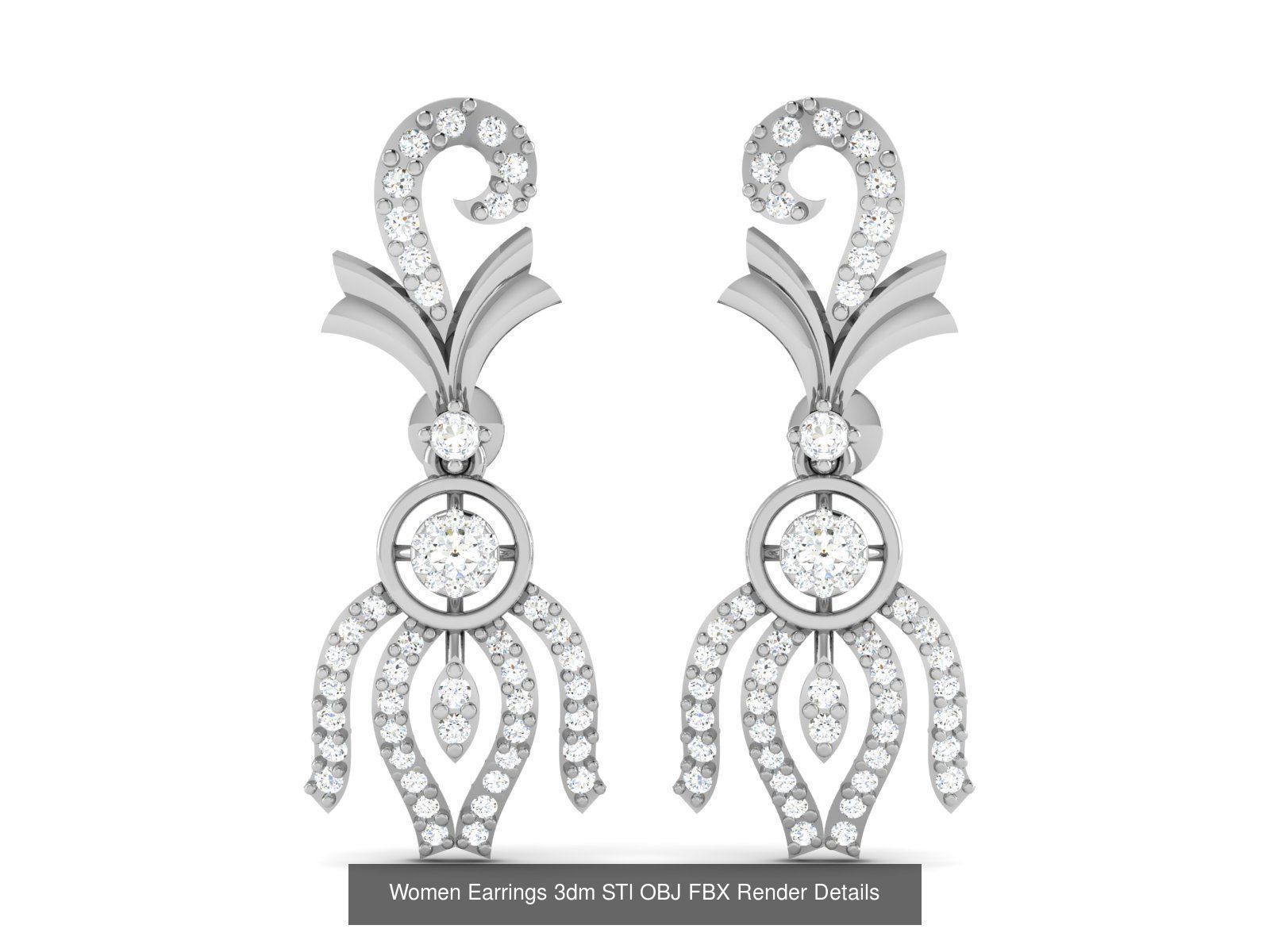 125 Drops Earrings 3dm STL FBX OBJ Detail Bulk Collection _137