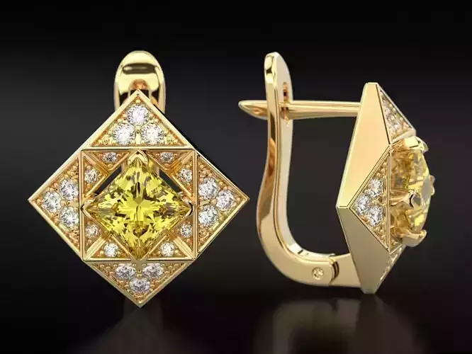 Earrings with square stones princess 708