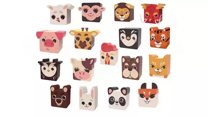Cube Animal Pack Free low-poly 3D model