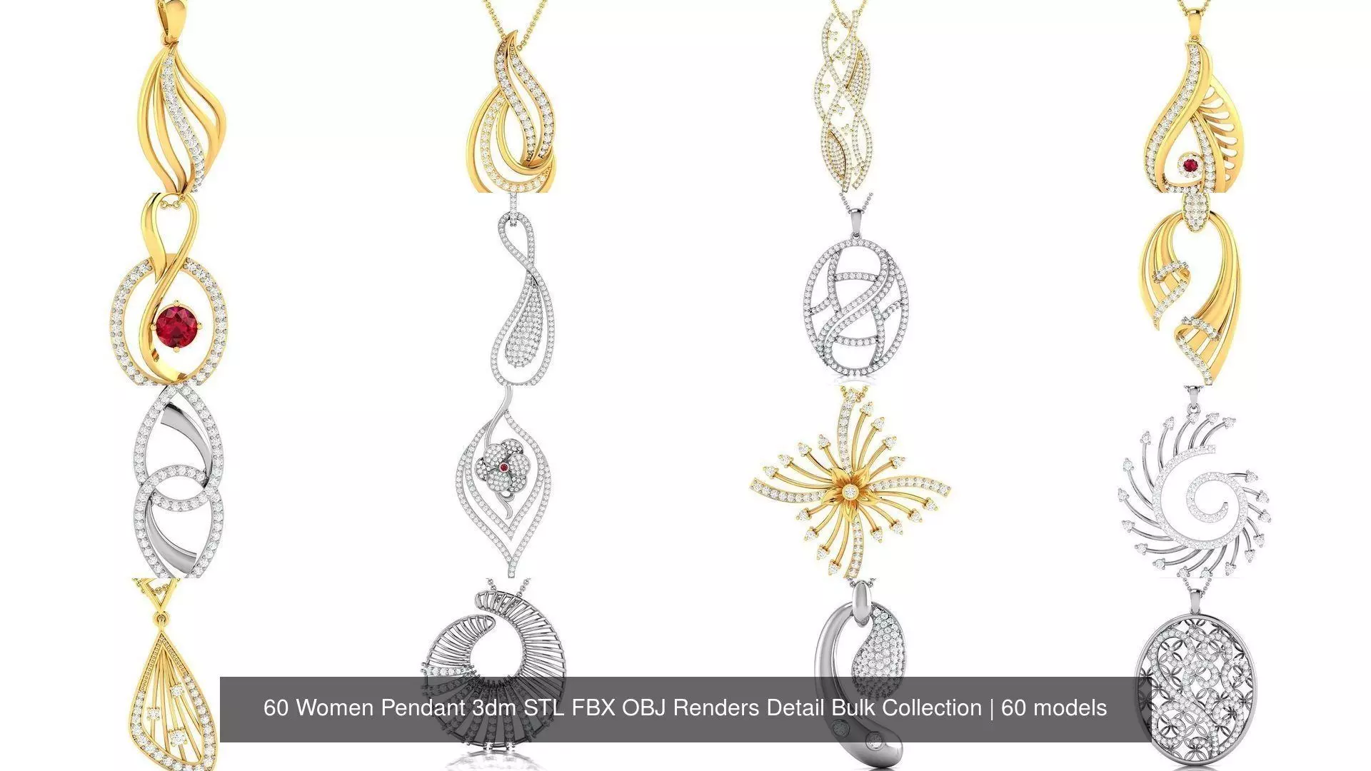 60 Women Pendant 3dm STL FBX OBJ Renders Detail Bulk Collection _0