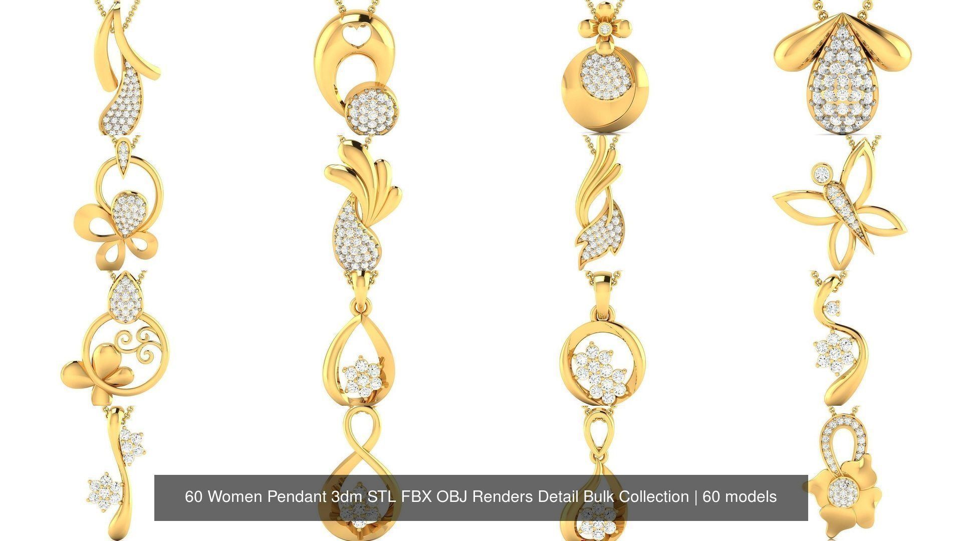 60 Women Pendant 3dm STL FBX OBJ Renders Detail Bulk Collection _10