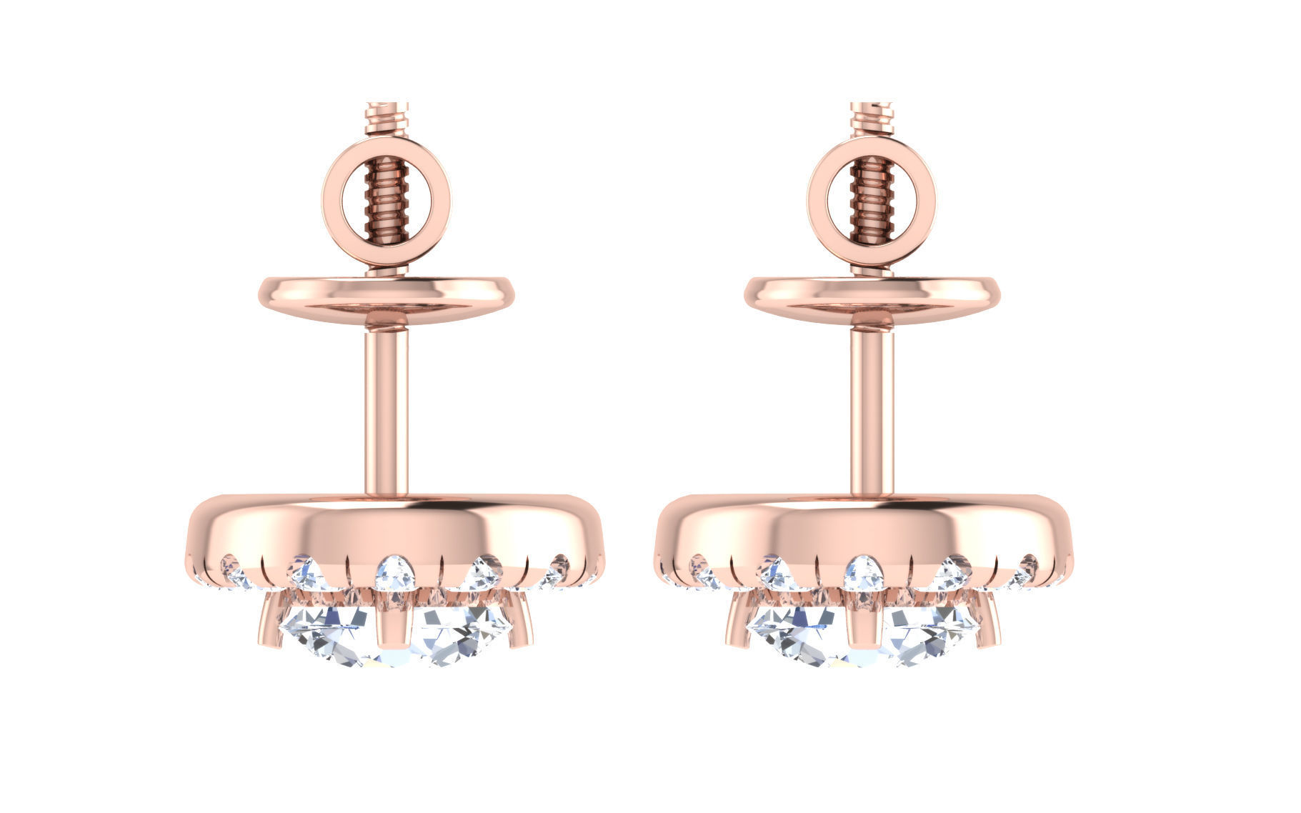 Solitaire pendant earrings 3D print model_9