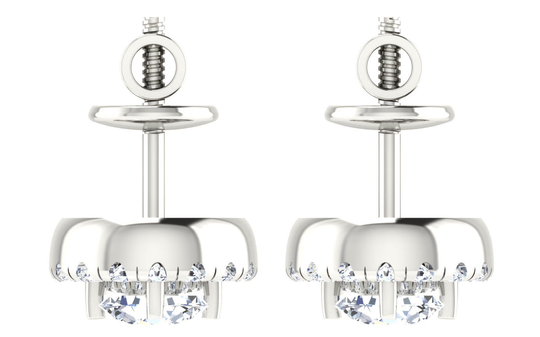 Solitaire pendant earrings 3D print model_11