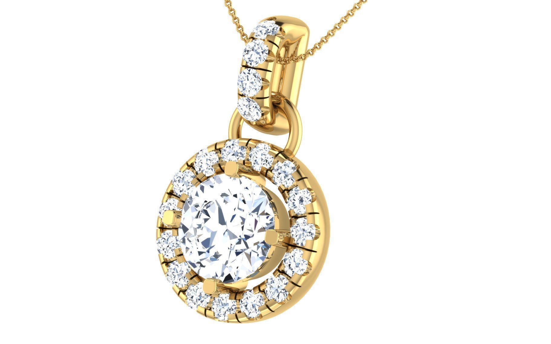 Solitaire pendant earrings 3D print model_12