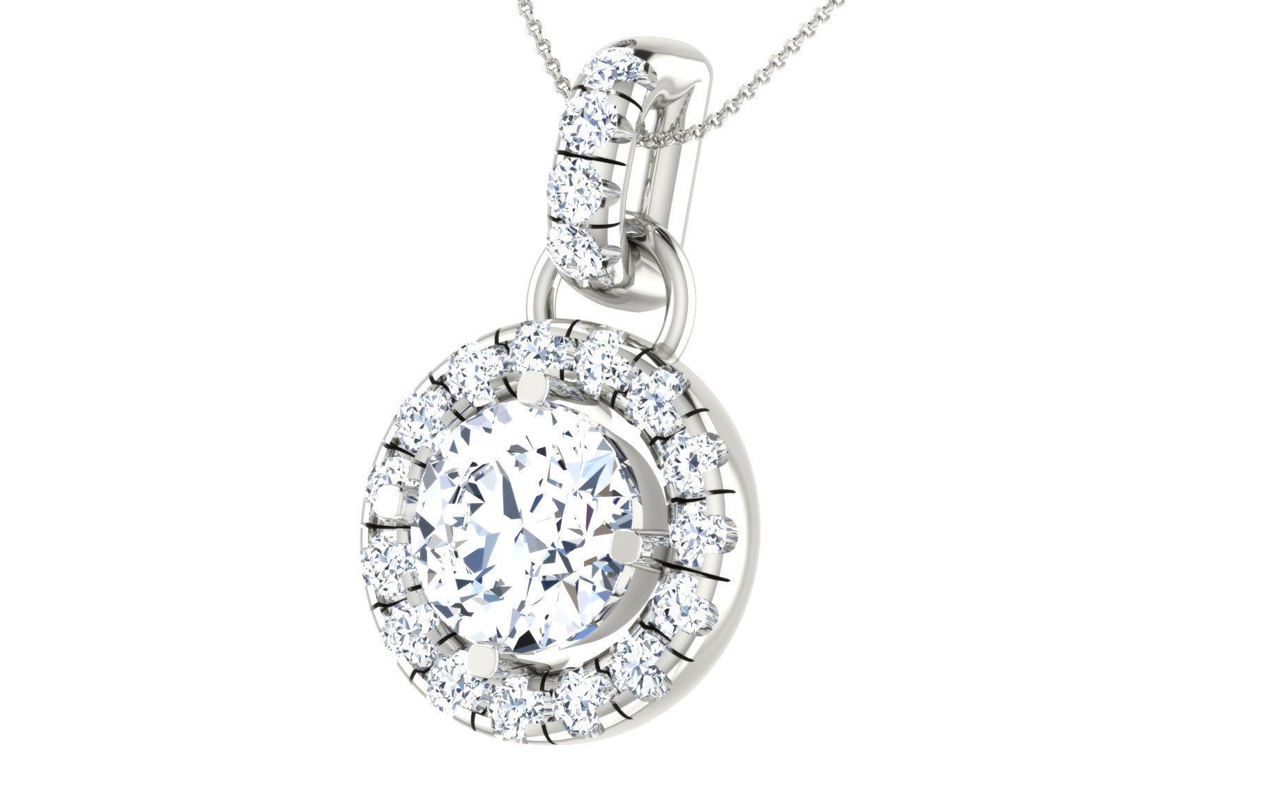 Solitaire pendant earrings 3D print model_20