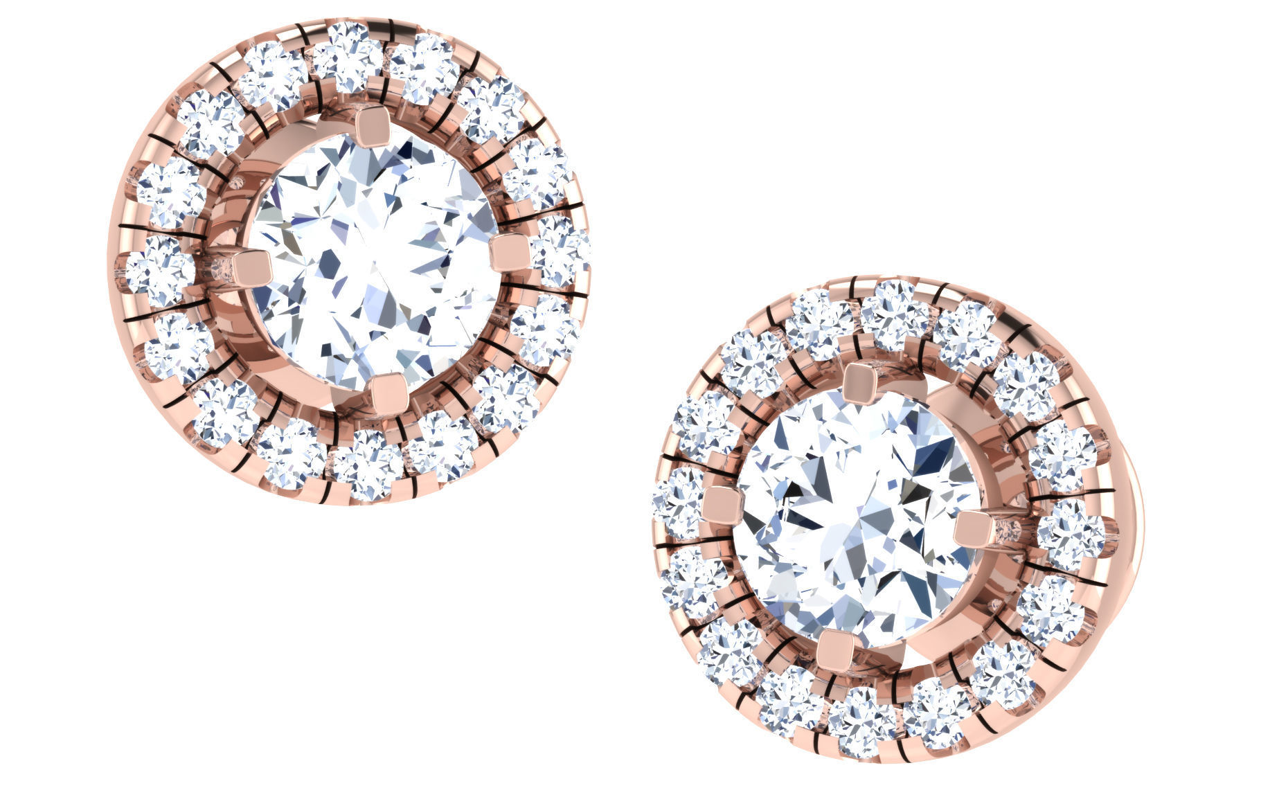 Solitaire pendant earrings 3D print model_5