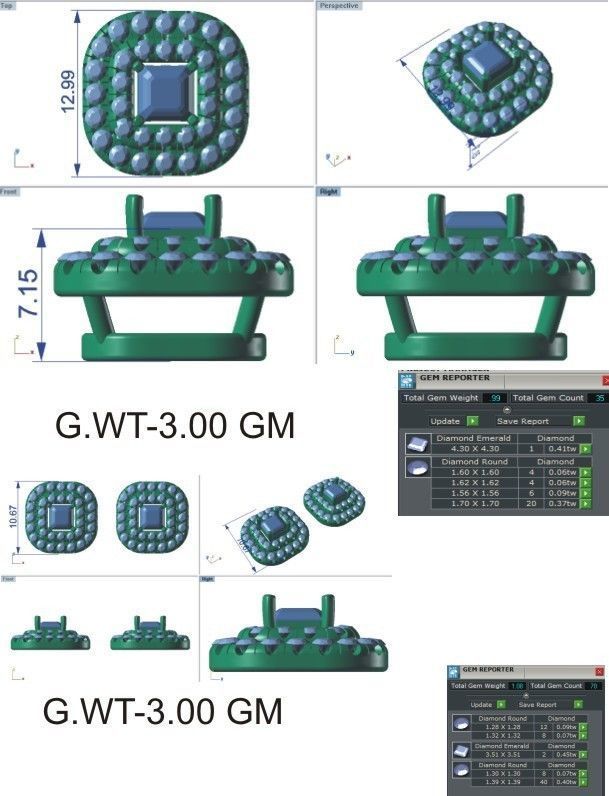 Solitaire pendant earrings 3D print model_24