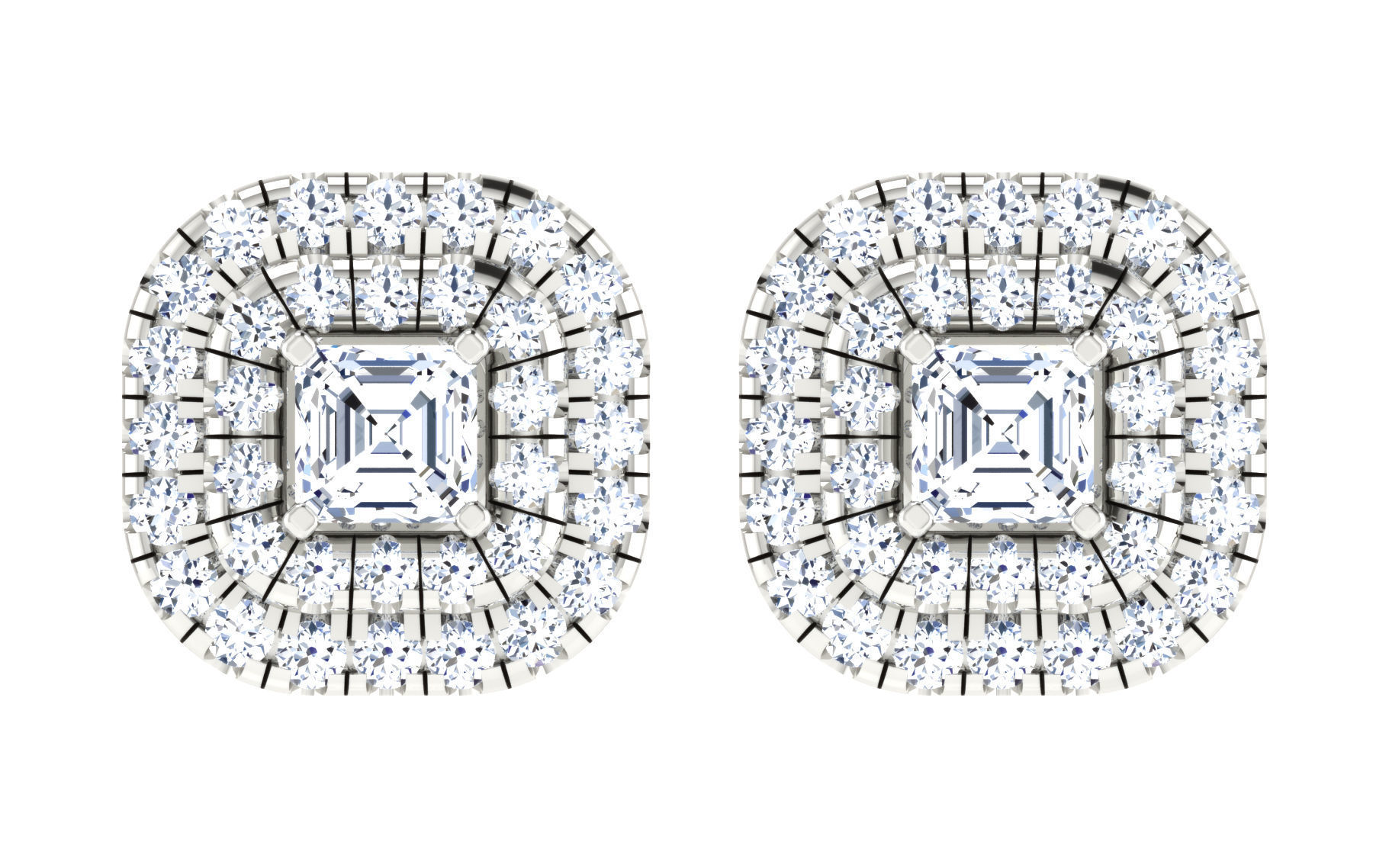 Solitaire pendant earrings 3D print model_9