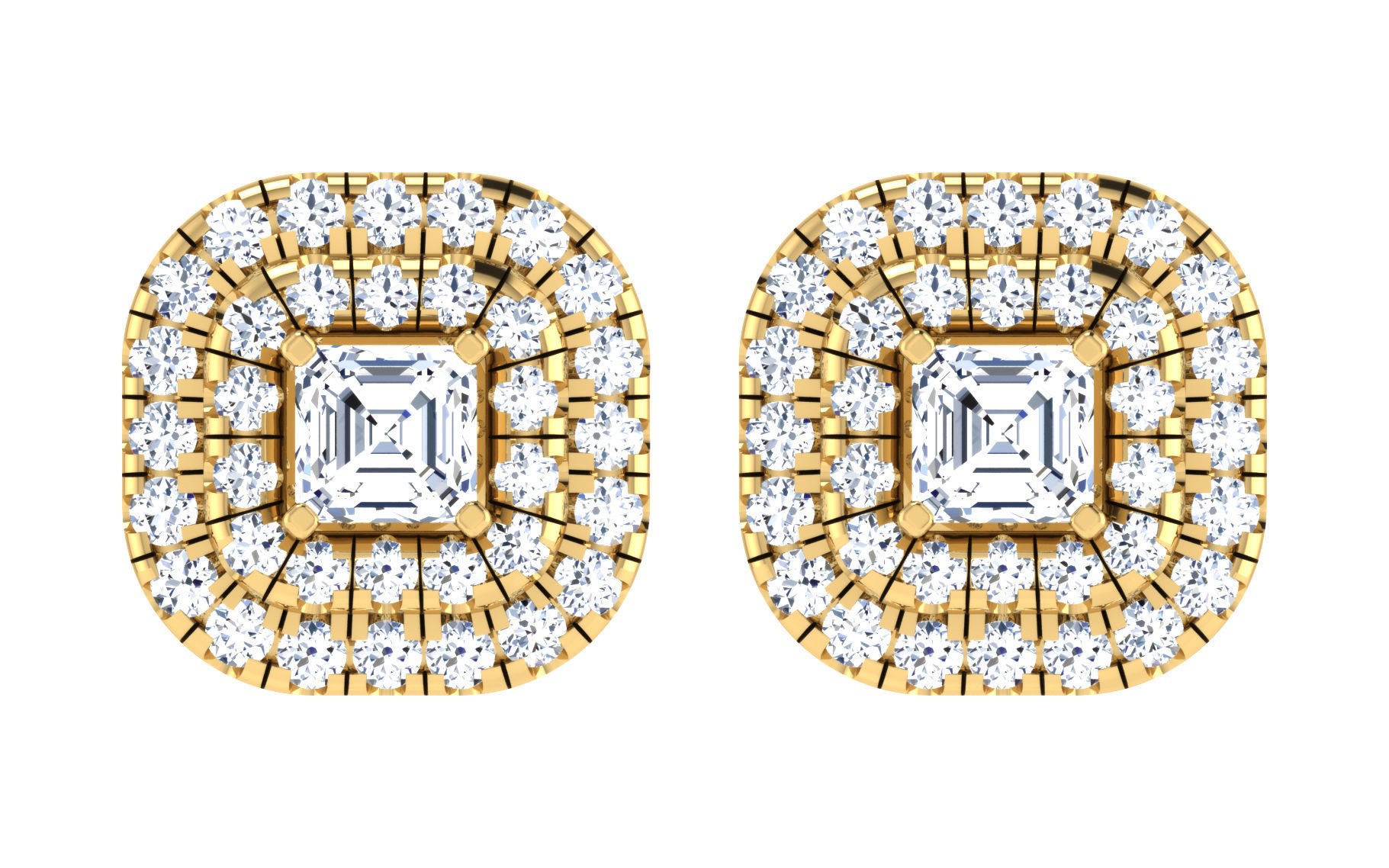 Solitaire pendant earrings 3D print model_2