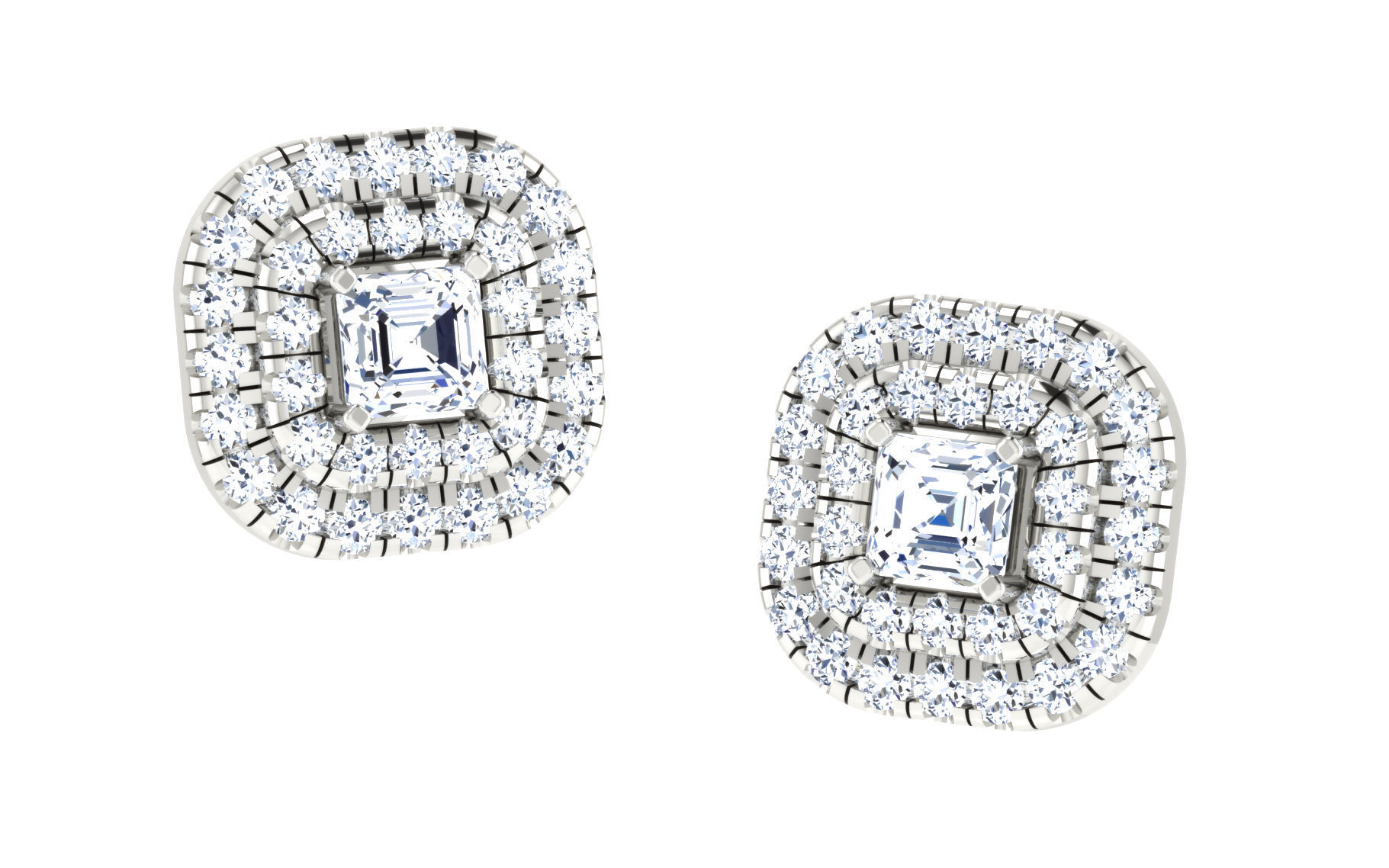 Solitaire pendant earrings 3D print model_8