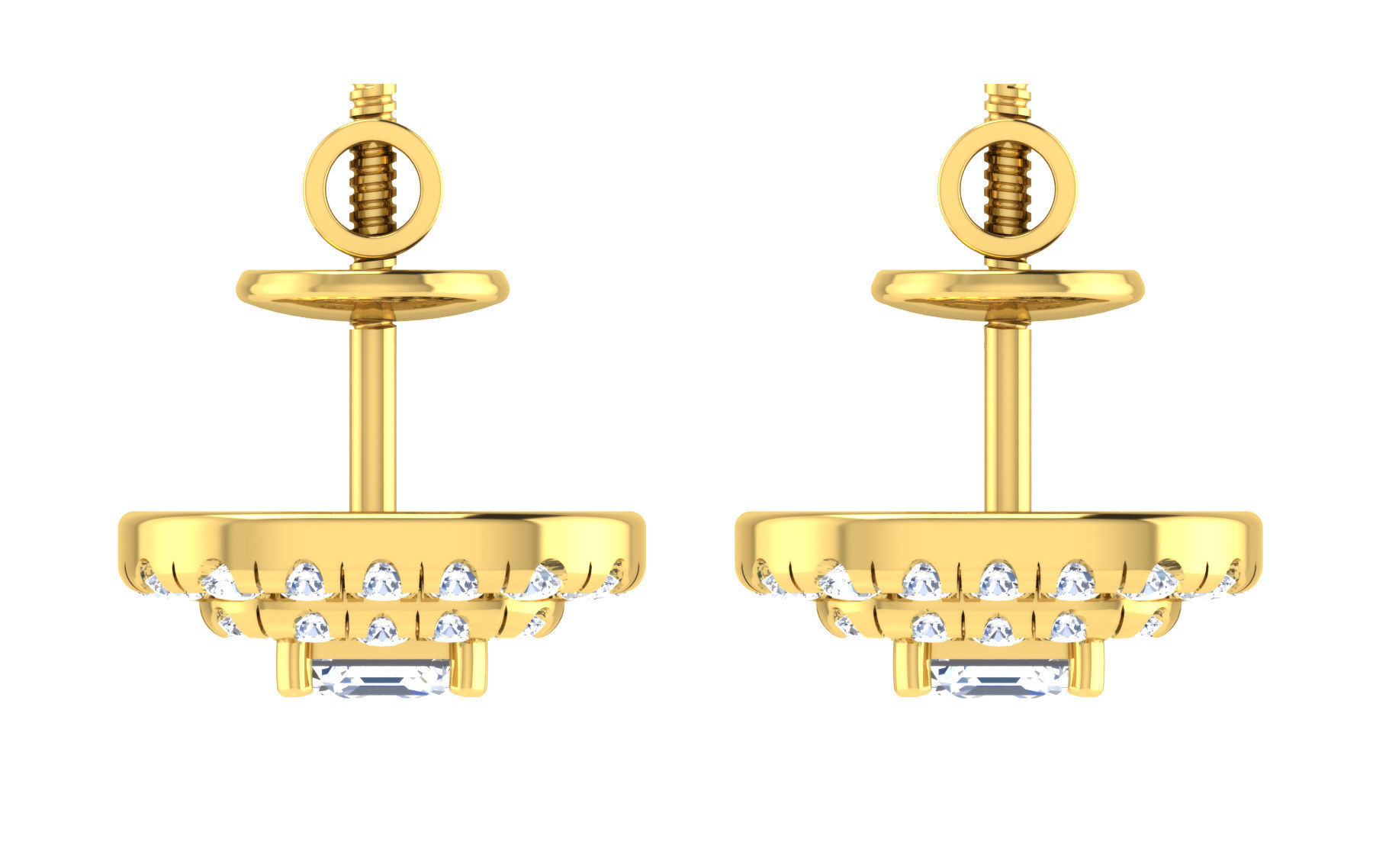 Solitaire pendant earrings 3D print model_4