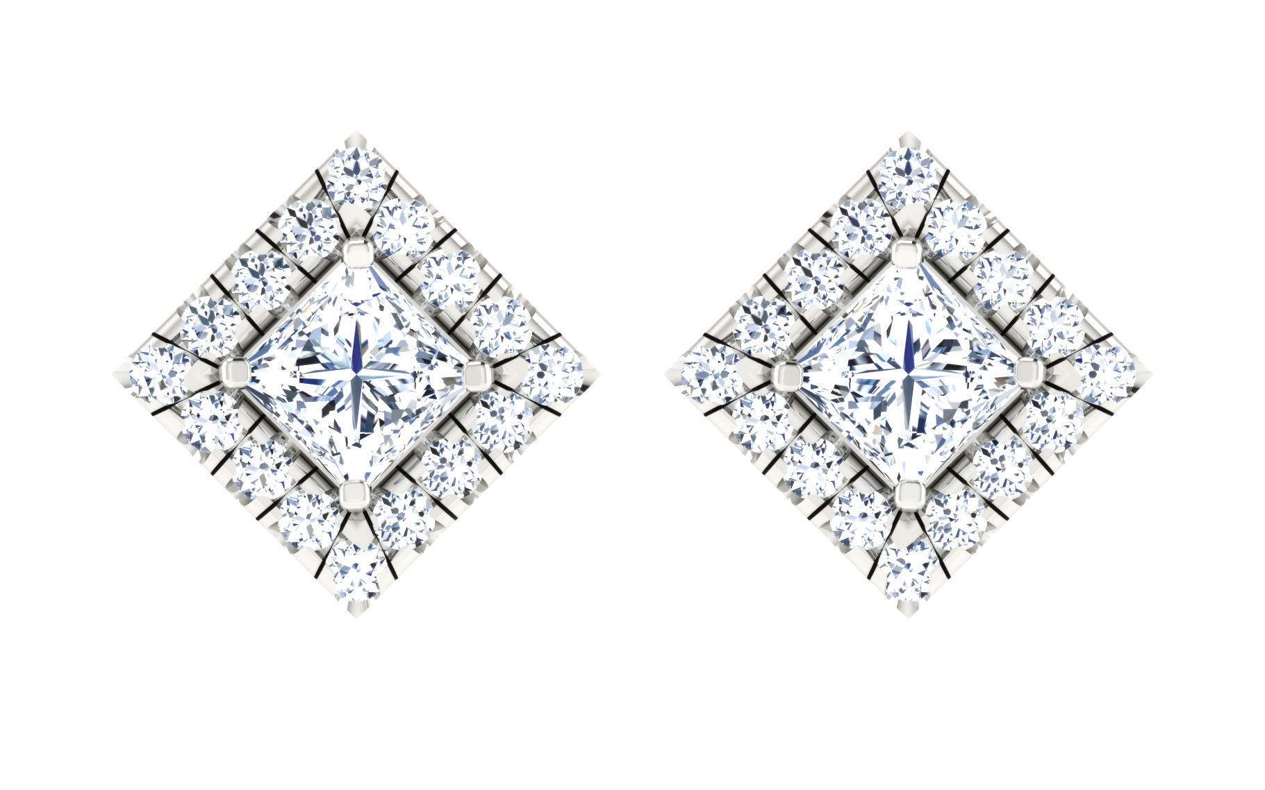 Solitaire pendant earrings 3D print model_9