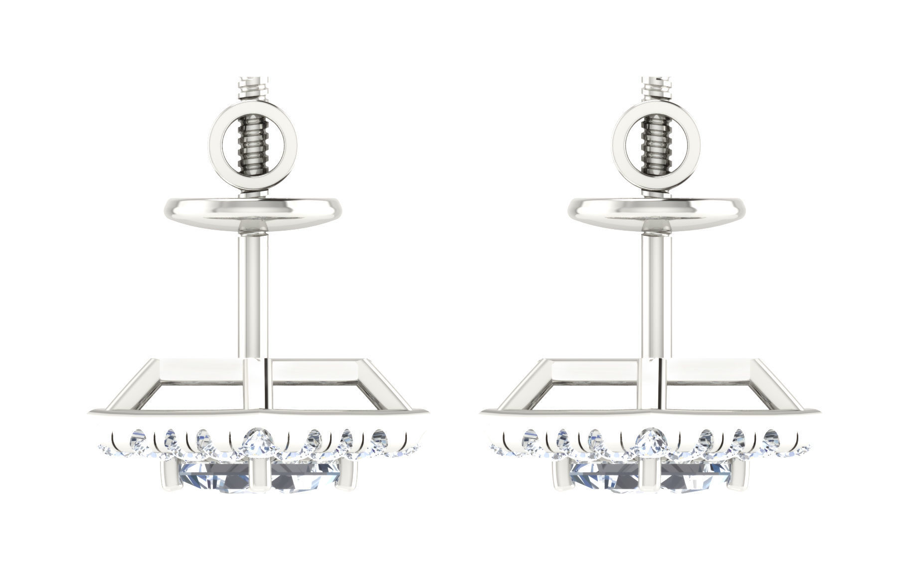 Solitaire pendant earrings 3D print model_11