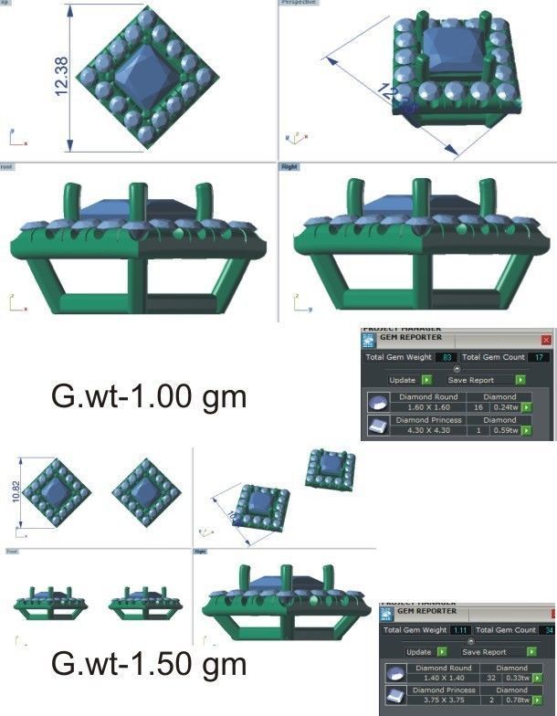 Solitaire pendant earrings 3D print model_24