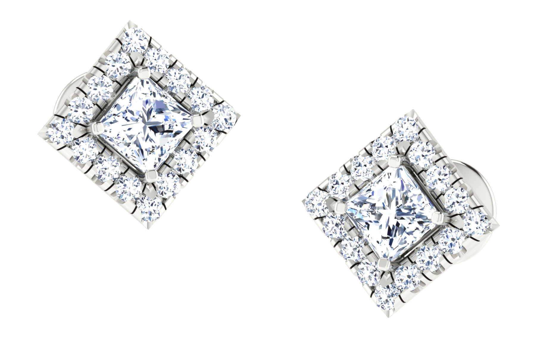 Solitaire pendant earrings 3D print model_8