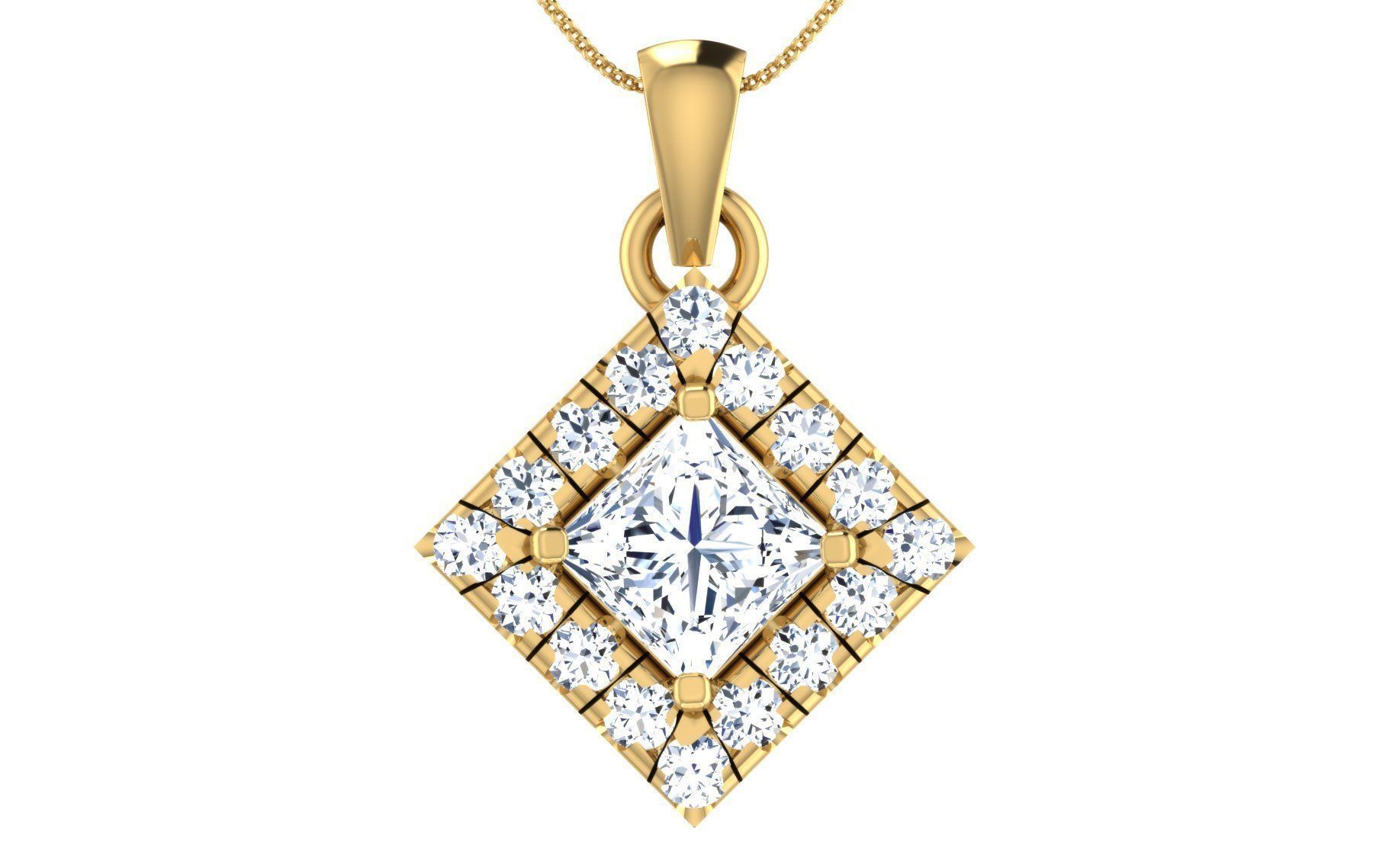 Solitaire pendant earrings 3D print model_13