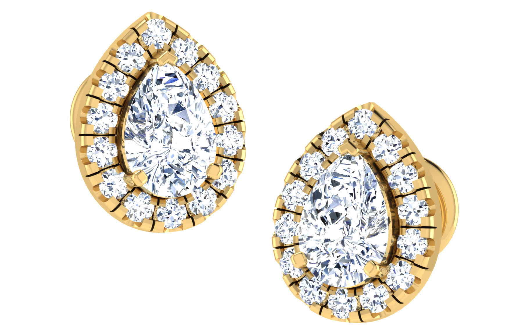 Solitaire pendant earrings 3D print model_1