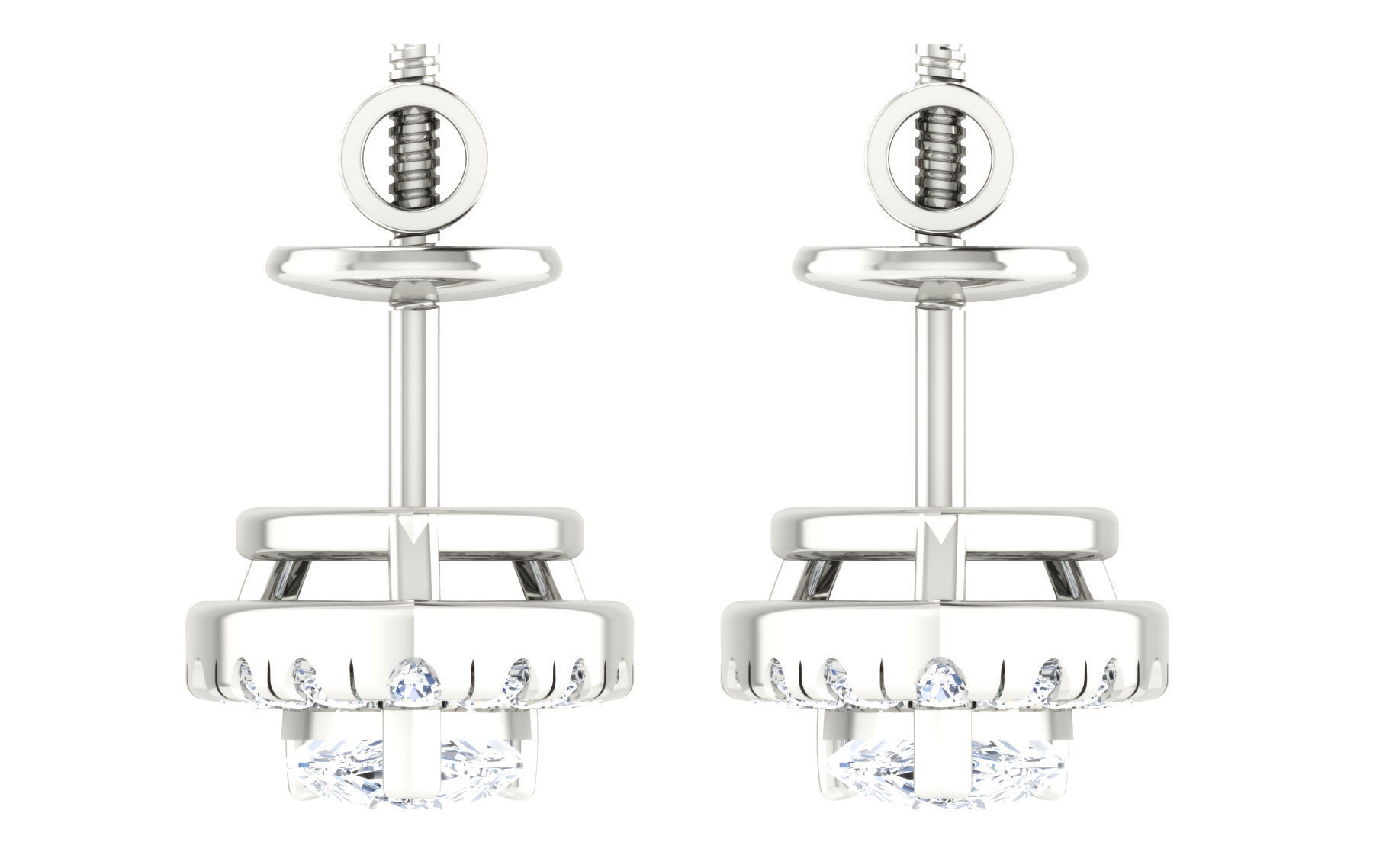 Solitaire pendant earrings 3D print model_11