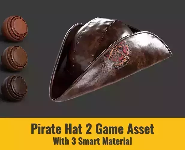 Pirate Hat 2  -  Game Asset -  3 Smart Material Low-poly 3D model