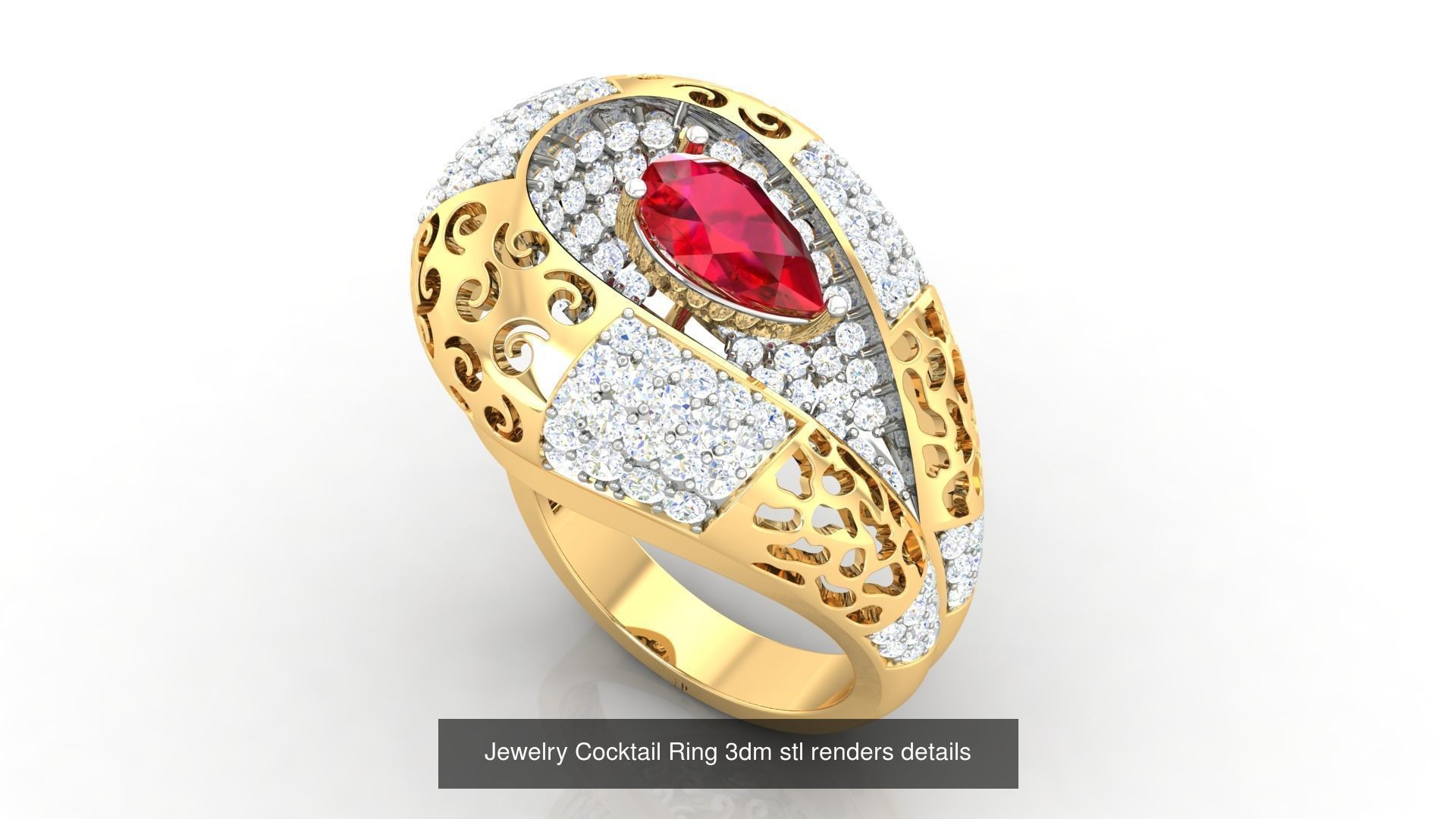 100 Cocktail Ring 3dm STL FBX OBJ Renders Detail Bulk Collection _105