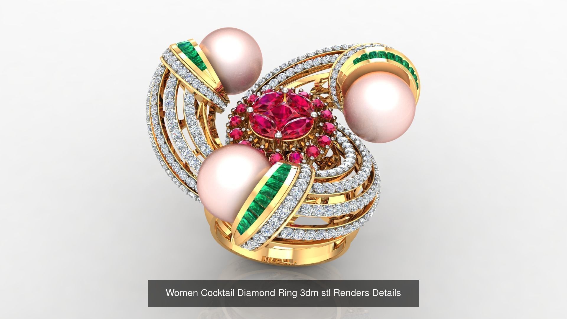 100 Cocktail Ring 3dm STL FBX OBJ Renders Detail Bulk Collection _10