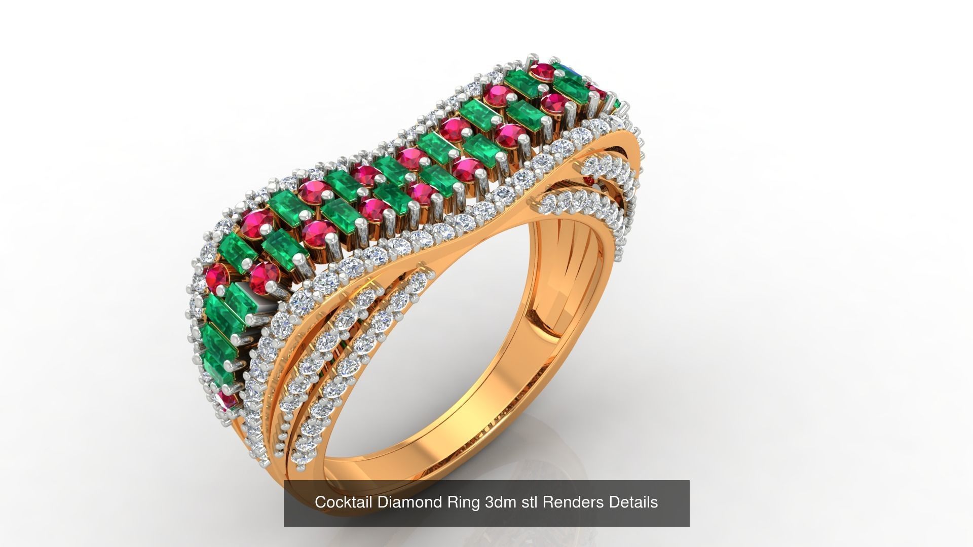 100 Cocktail Ring 3dm STL FBX OBJ Renders Detail Bulk Collection _56