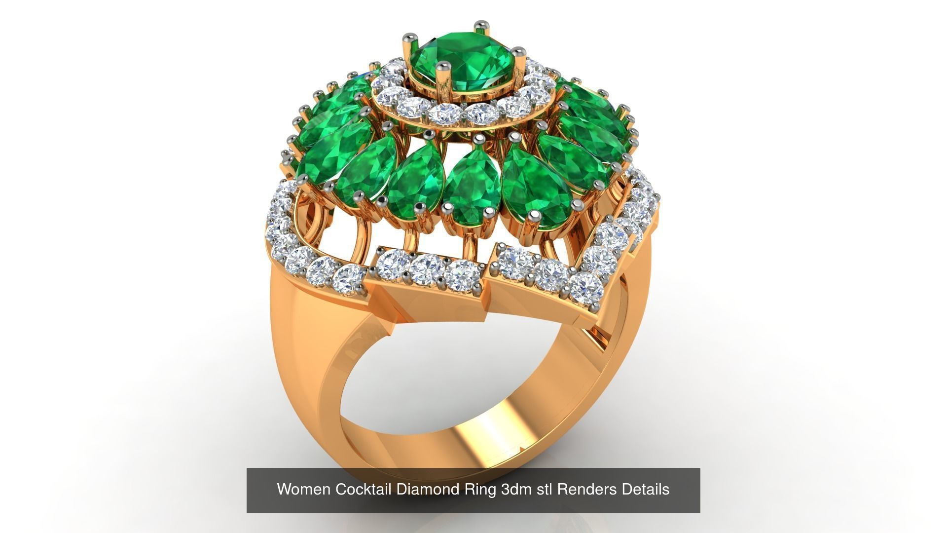 100 Cocktail Ring 3dm STL FBX OBJ Renders Detail Bulk Collection _6