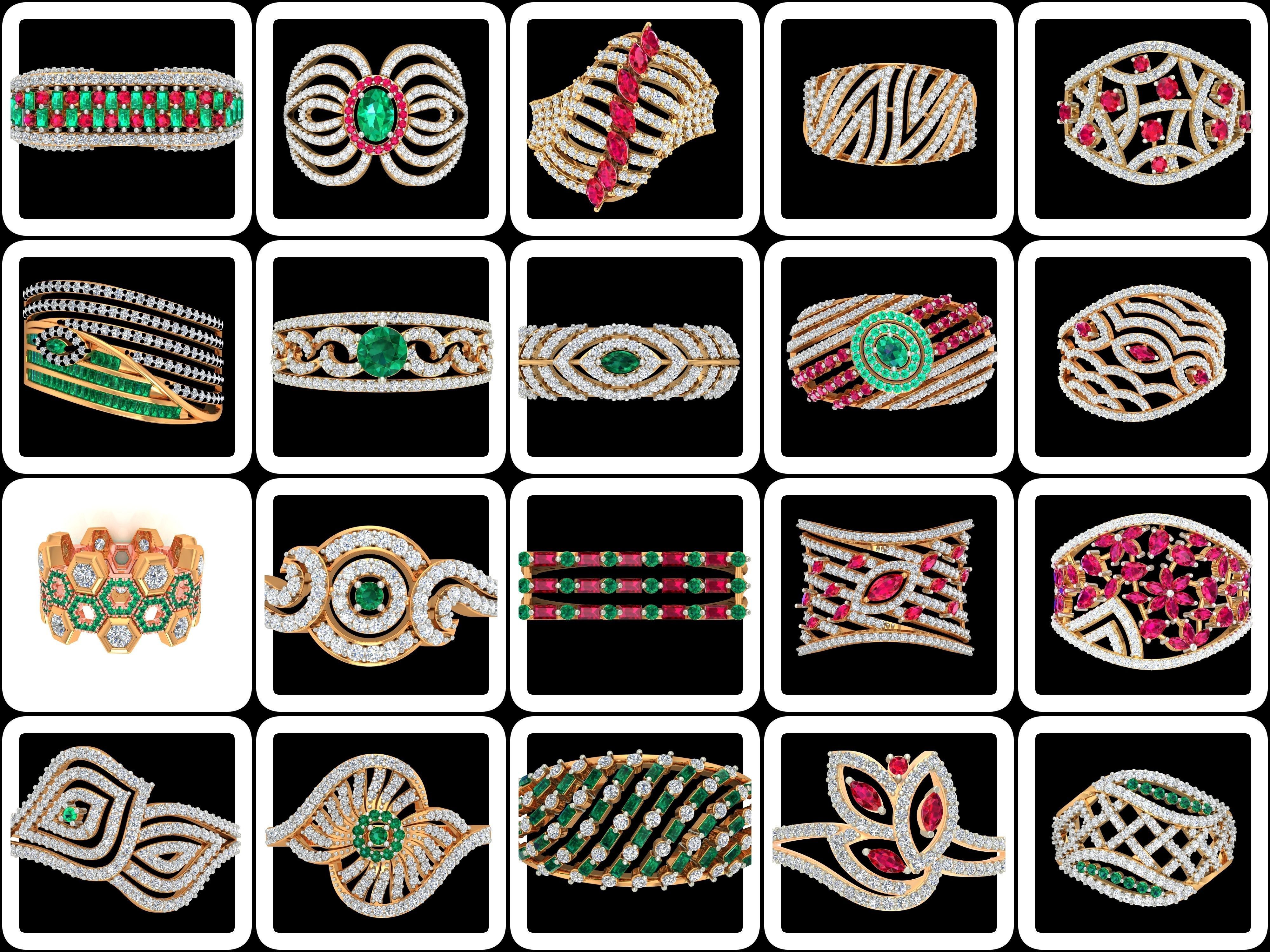 100 Cocktail Ring 3dm STL FBX OBJ Renders Detail Bulk Collection _4