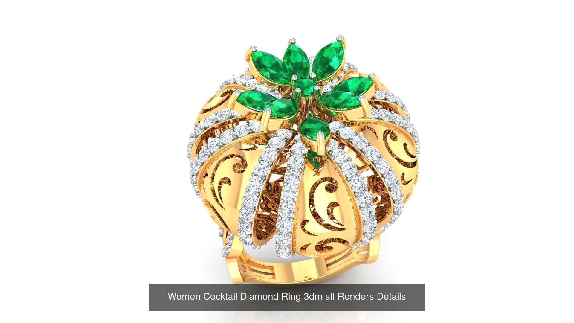 100 Cocktail Ring 3dm STL FBX OBJ Renders Detail Bulk Collection _11