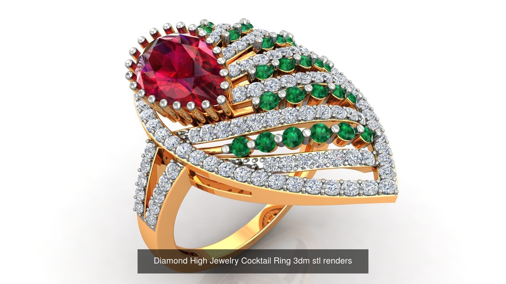 100 Cocktail Ring 3dm STL FBX OBJ Renders Detail Bulk Collection _70