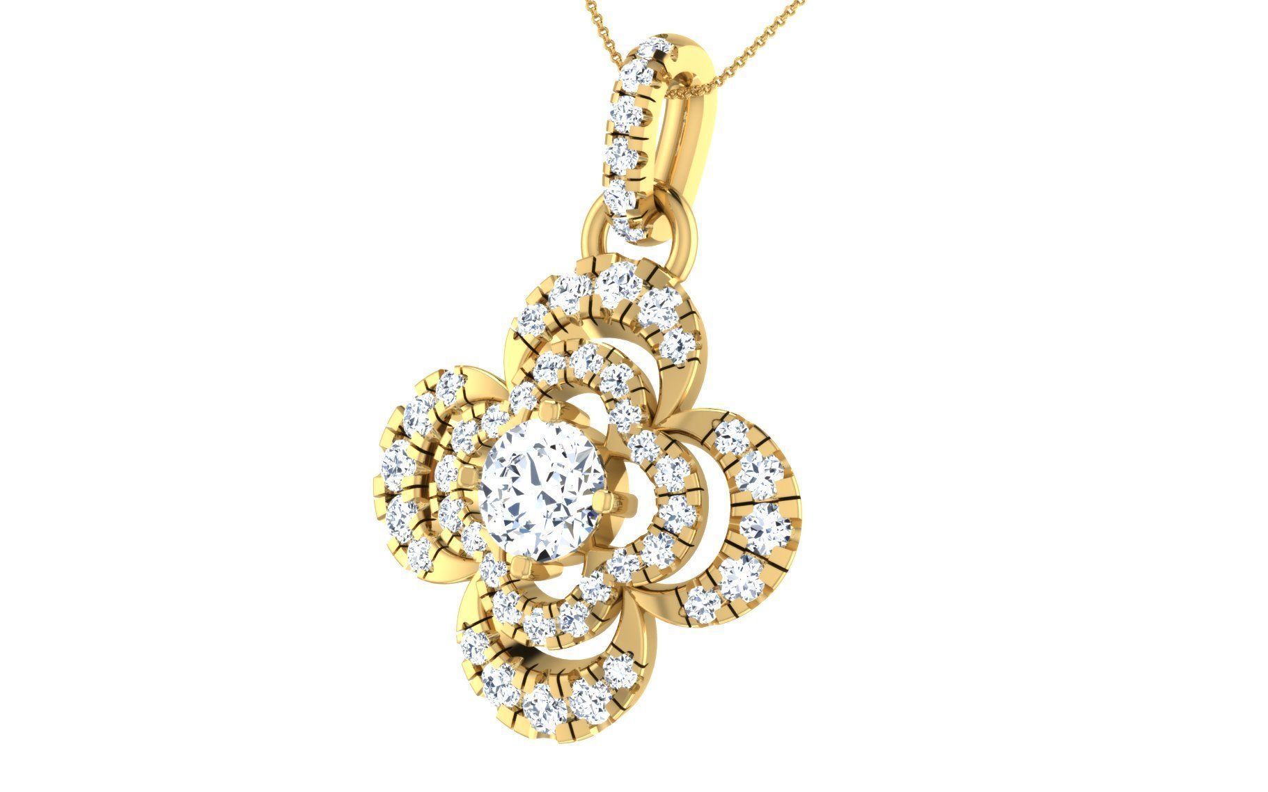 Solitaire pendant earrings 3D print model_12