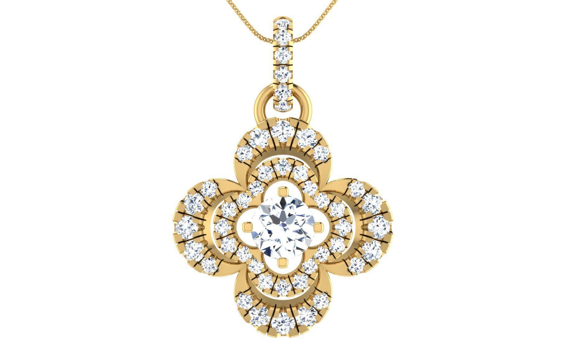 Solitaire pendant earrings 3D print model_13