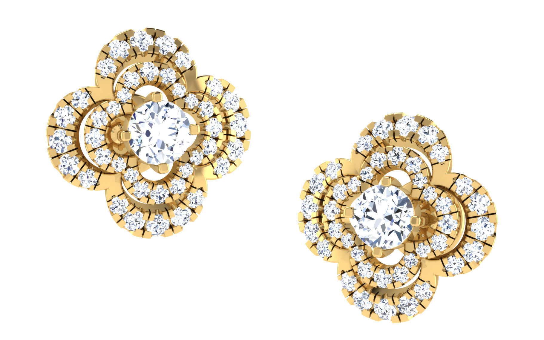 Solitaire pendant earrings 3D print model_1