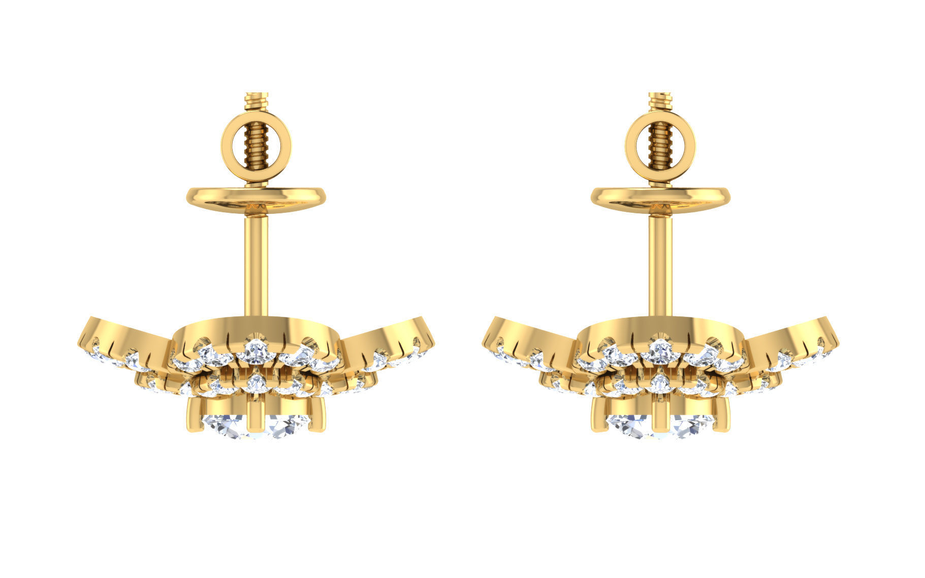 Solitaire pendant earrings 3D print model_4