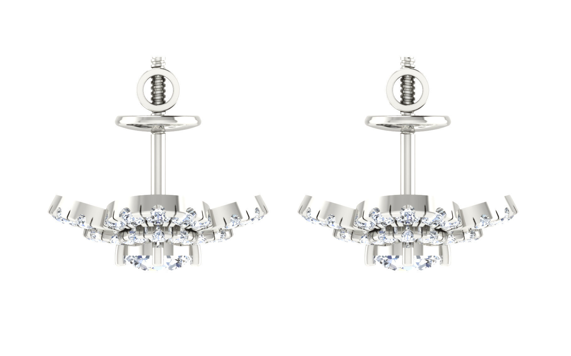 Solitaire pendant earrings 3D print model_11